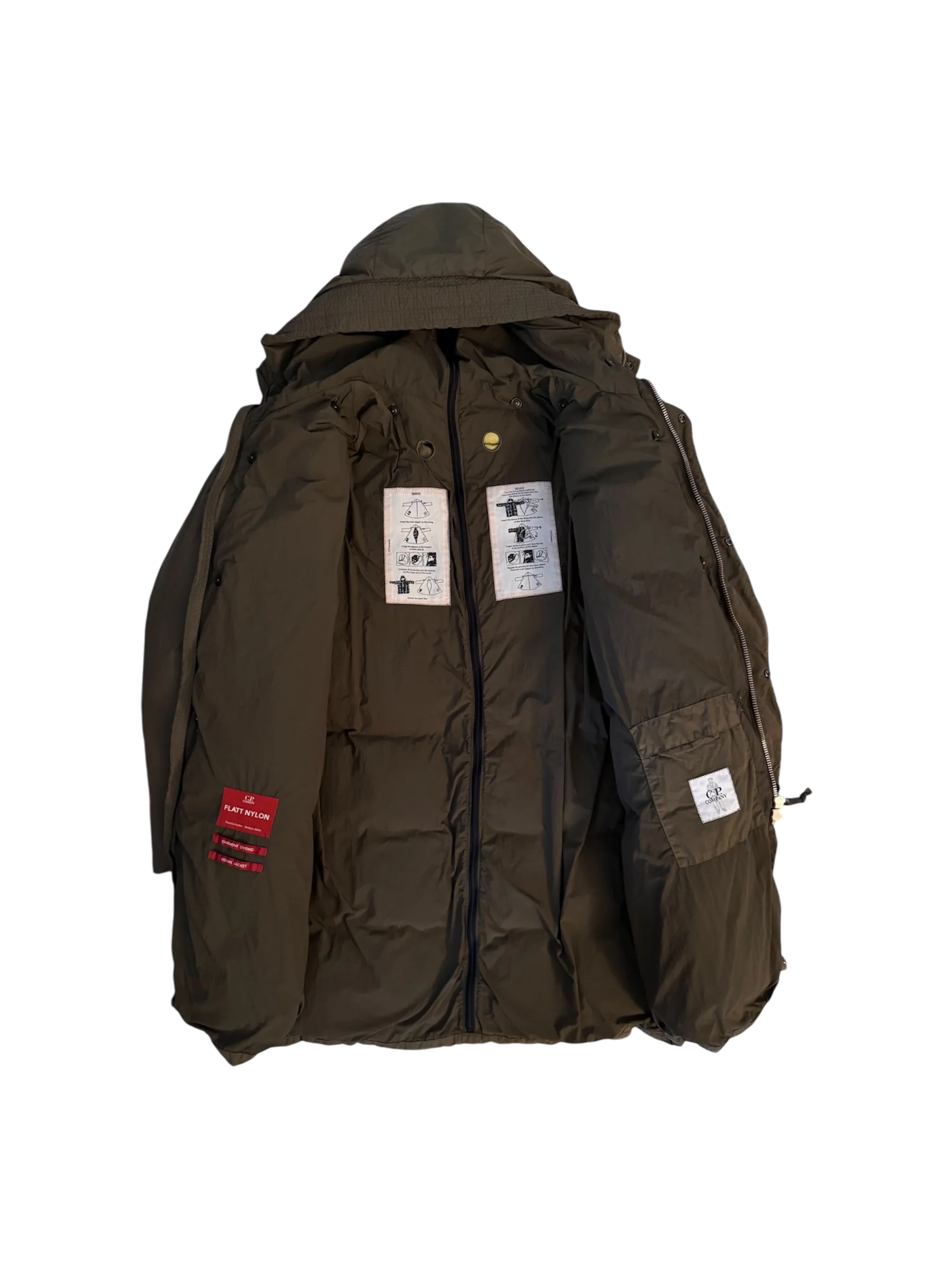 C.P. Company 'Flatt Nylon' Yellow Liner Parka Puffer - 50 (Large) - Image 2