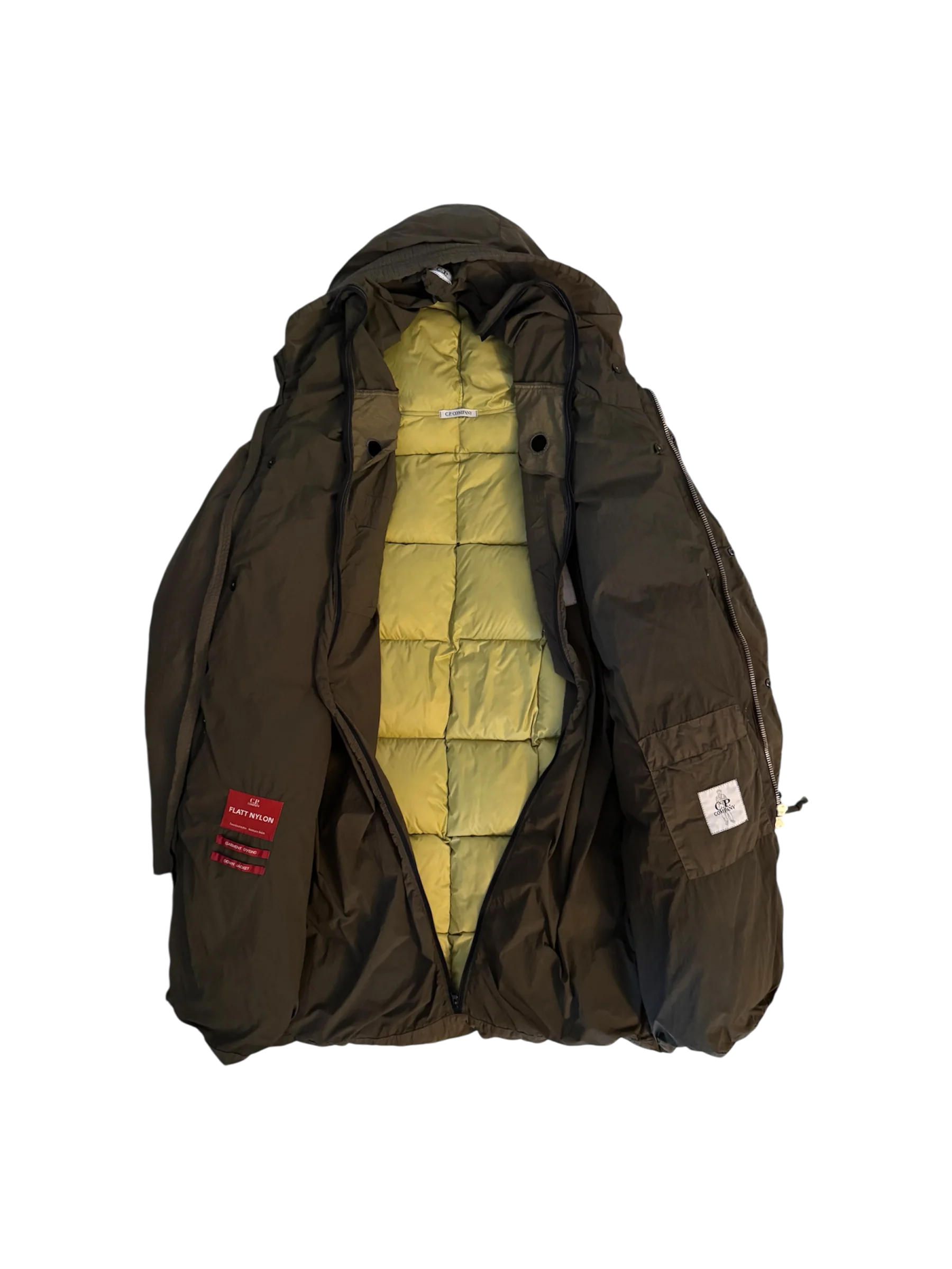 C.P. Company 'Flatt Nylon' Yellow Liner Parka Puffer - 50 (Large) - Image 3