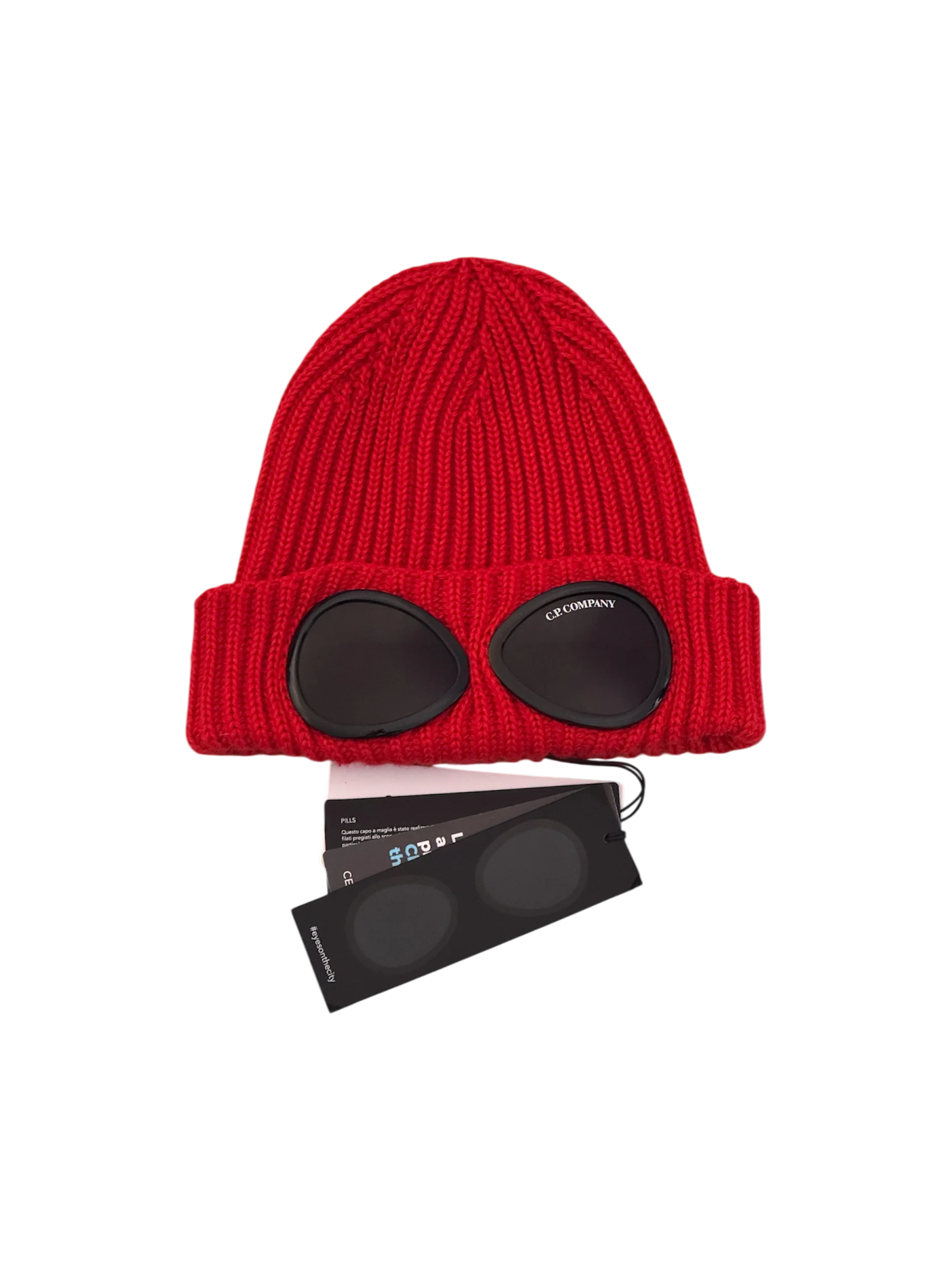 C.P. Company Red Goggle Beanie - UniSize