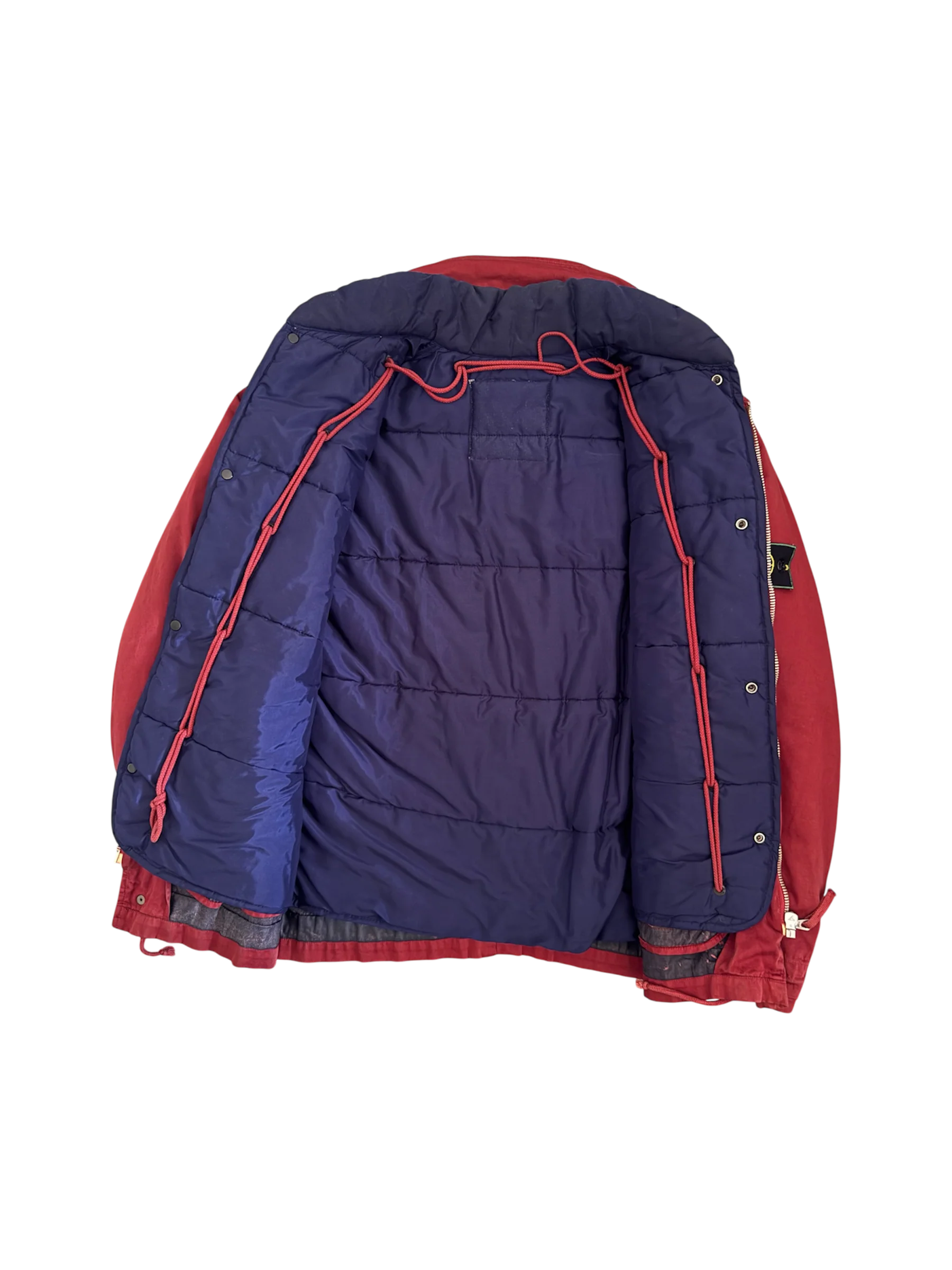 Stone Island 1992 Red 'Raso Gommato' Padded Jacket - Large - Image 2