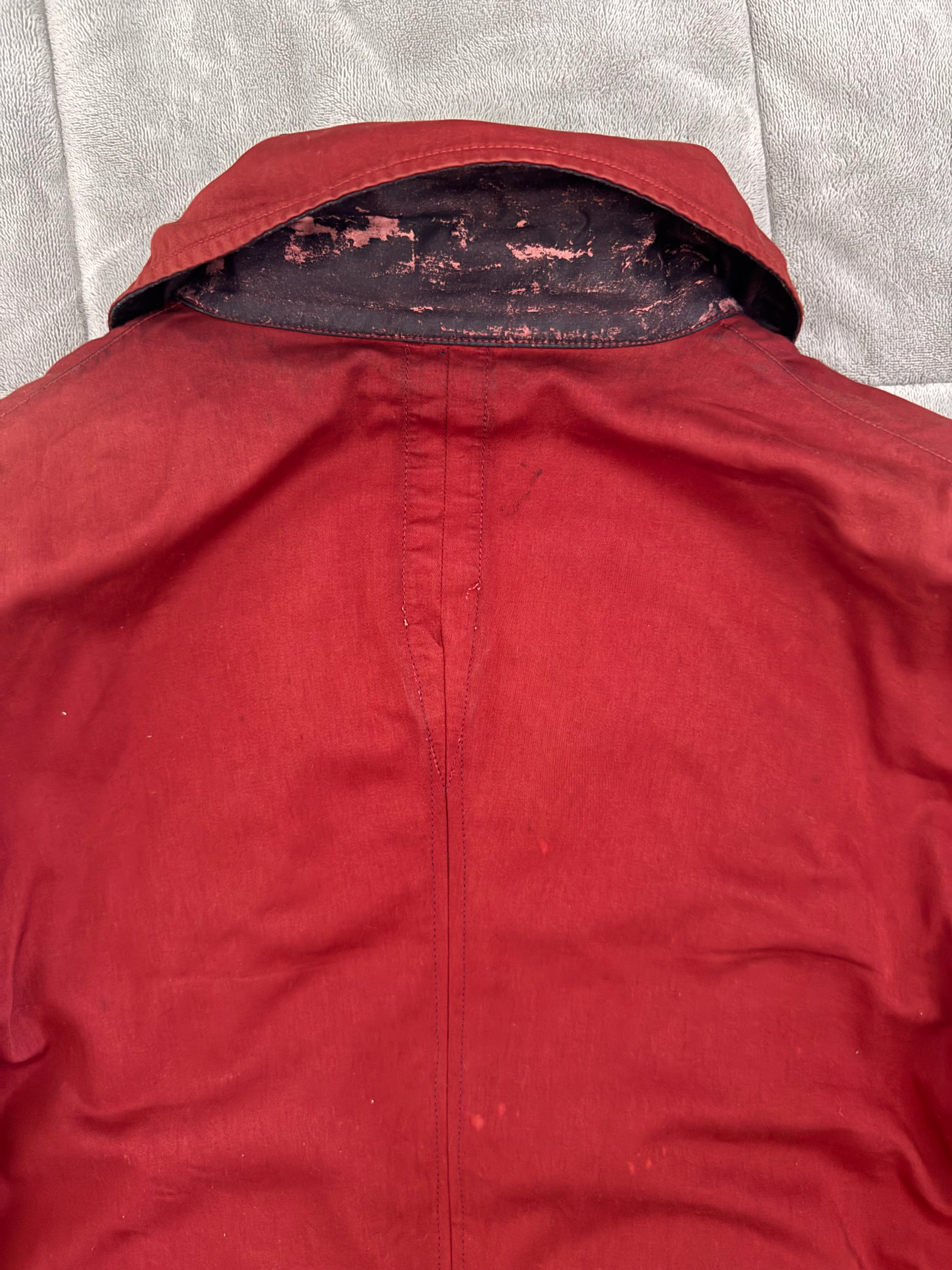 Stone Island 1992 Red 'Raso Gommato' Padded Jacket - Large - Image 6