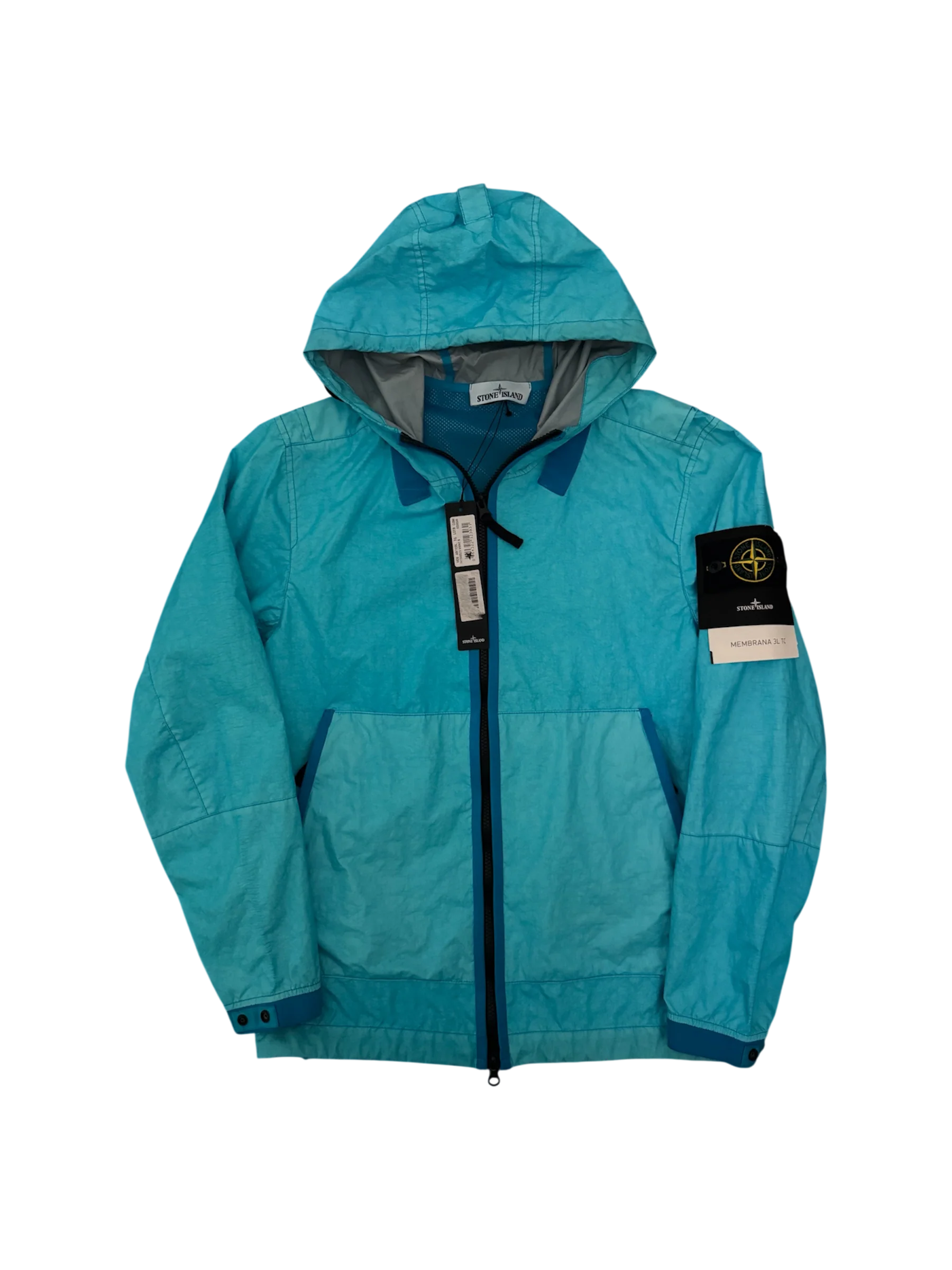 Stone Island 2021 Light Blue 'Membrana 3L TC' Jacket - Small