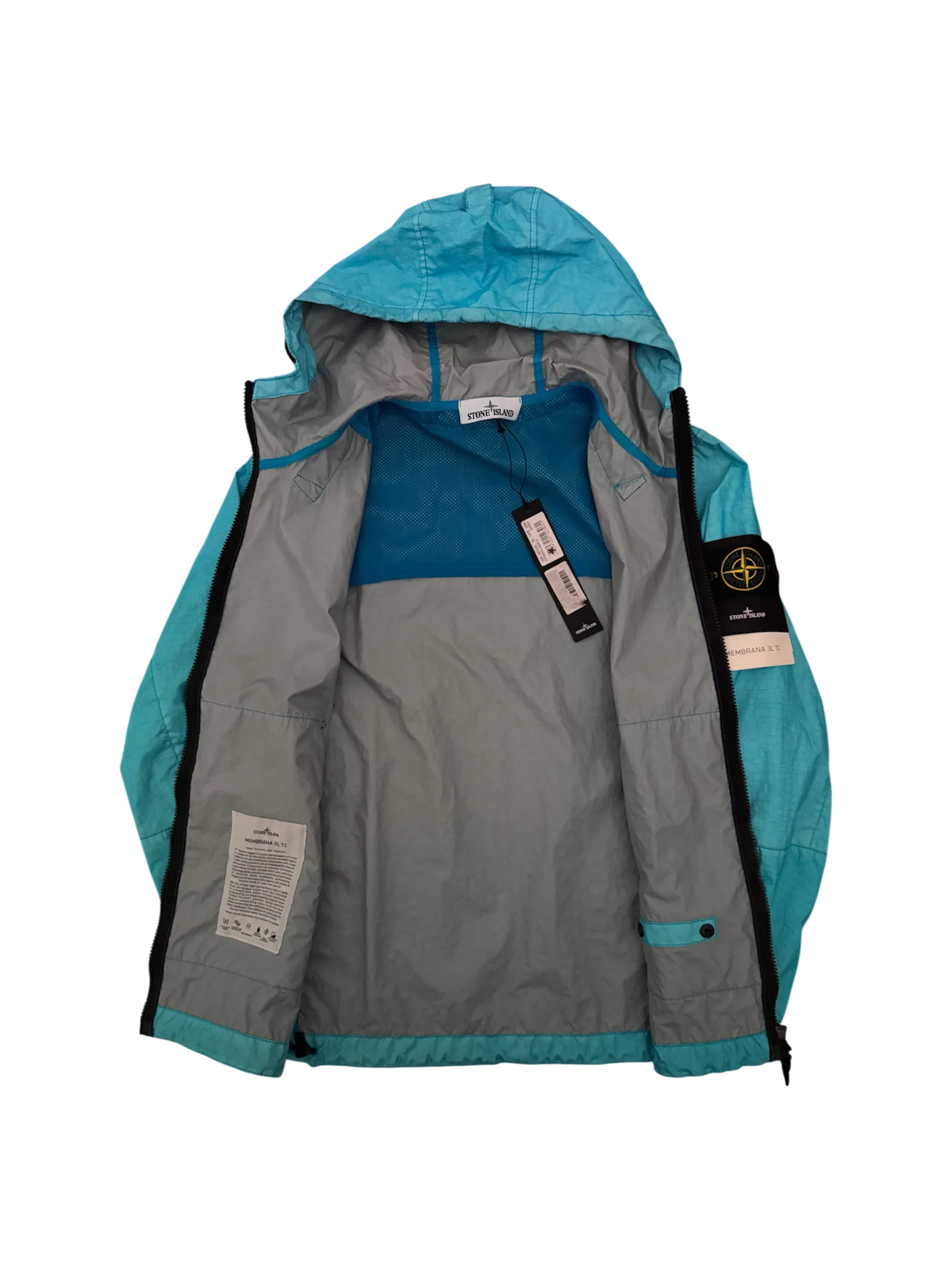 Stone Island 2021 Light Blue 'Membrana 3L TC' Jacket - Small - Image 2
