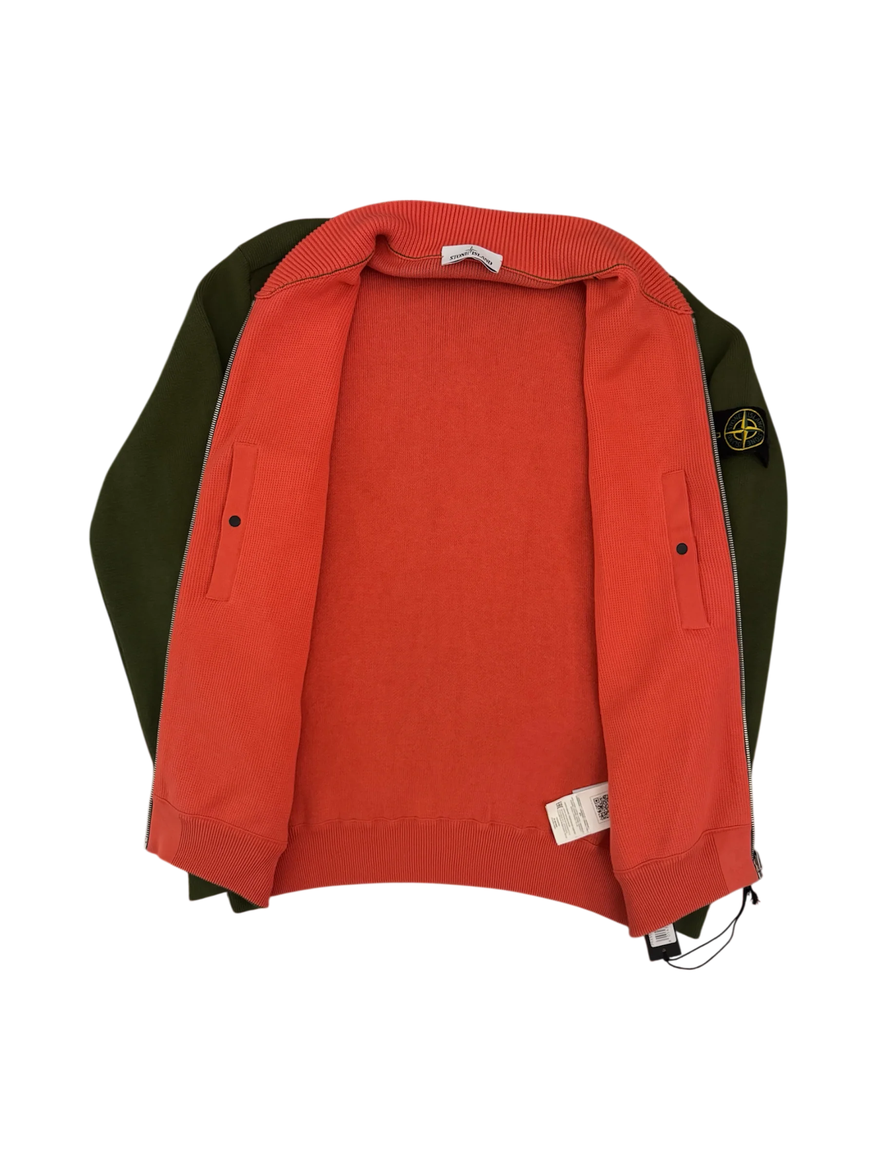 Stone Island 2022 Green/Coral Knit Reversible Cardigan - Large - Image 3