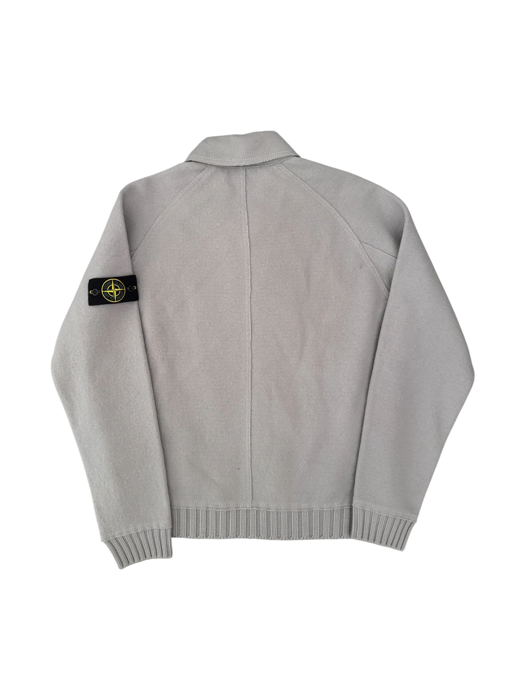 Stone Island 2025 Grey Felted RWS Organic Knit Coach Jacket - Large - Image 3