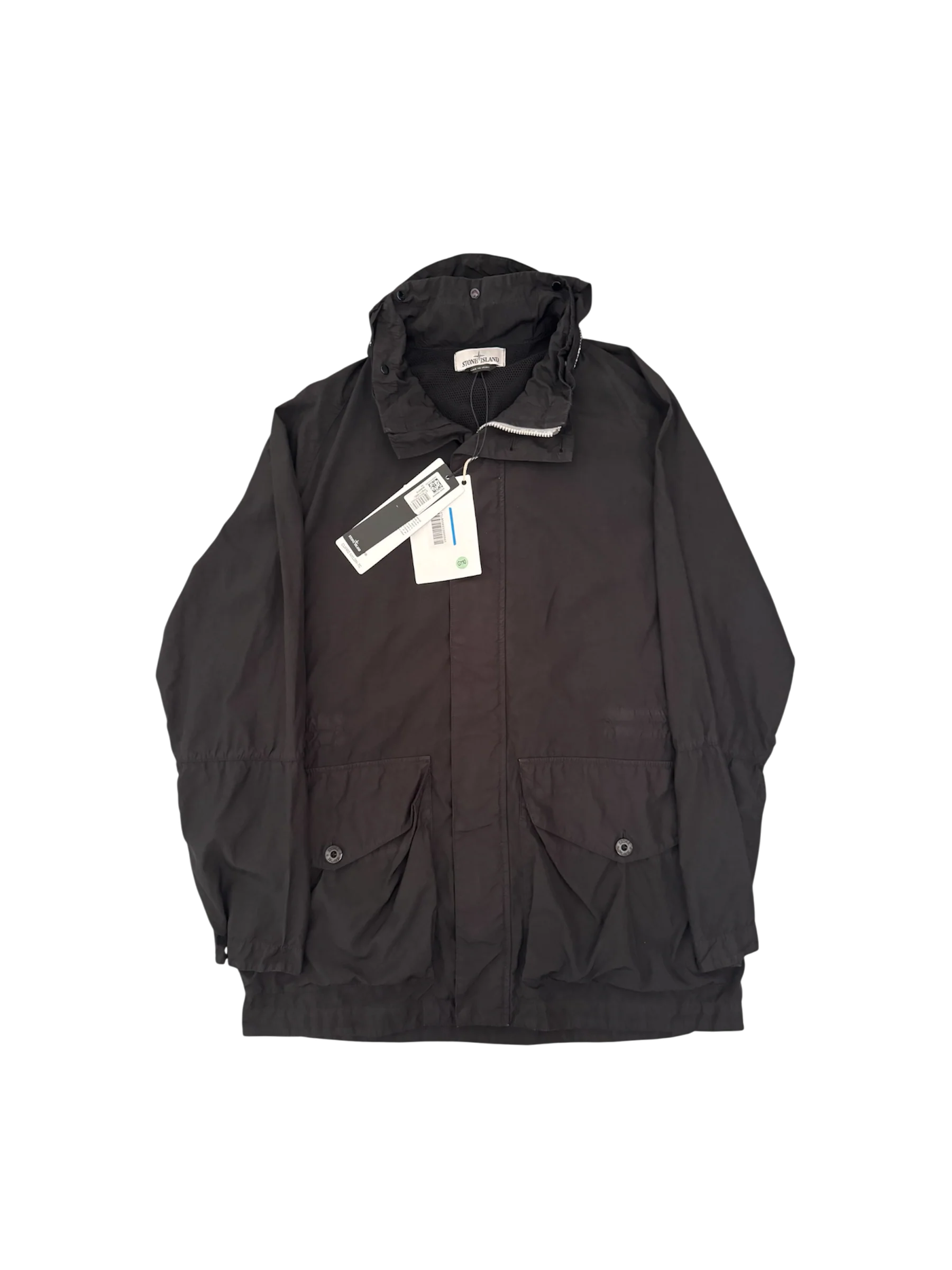 Stone Island Black 'Cupro Nylon TC' Long Jacket - Large