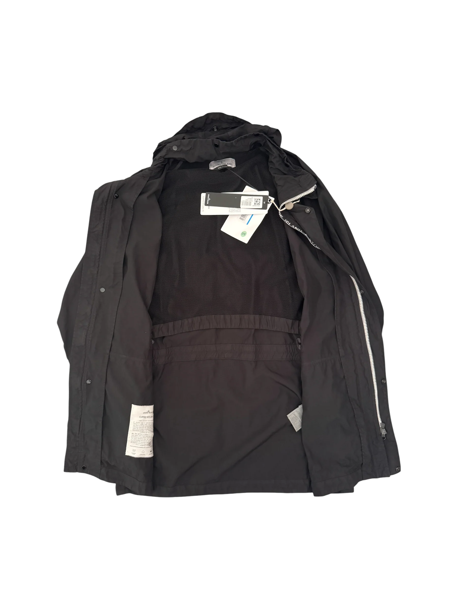 Stone Island Black 'Cupro Nylon TC' Long Jacket - Large - Image 2