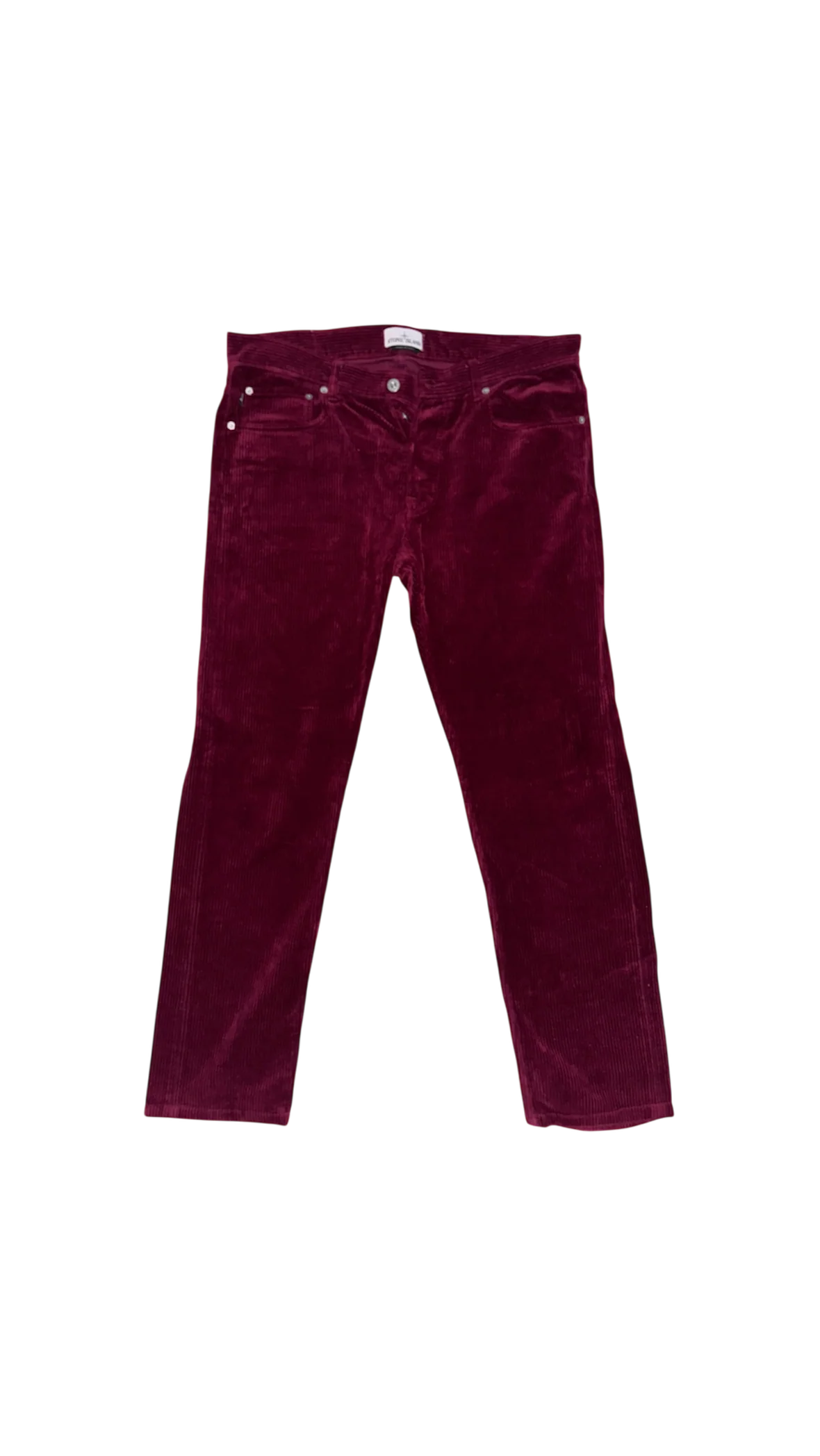 Stone Island Burgundy Corduroy Trousers - W34 - Image 2