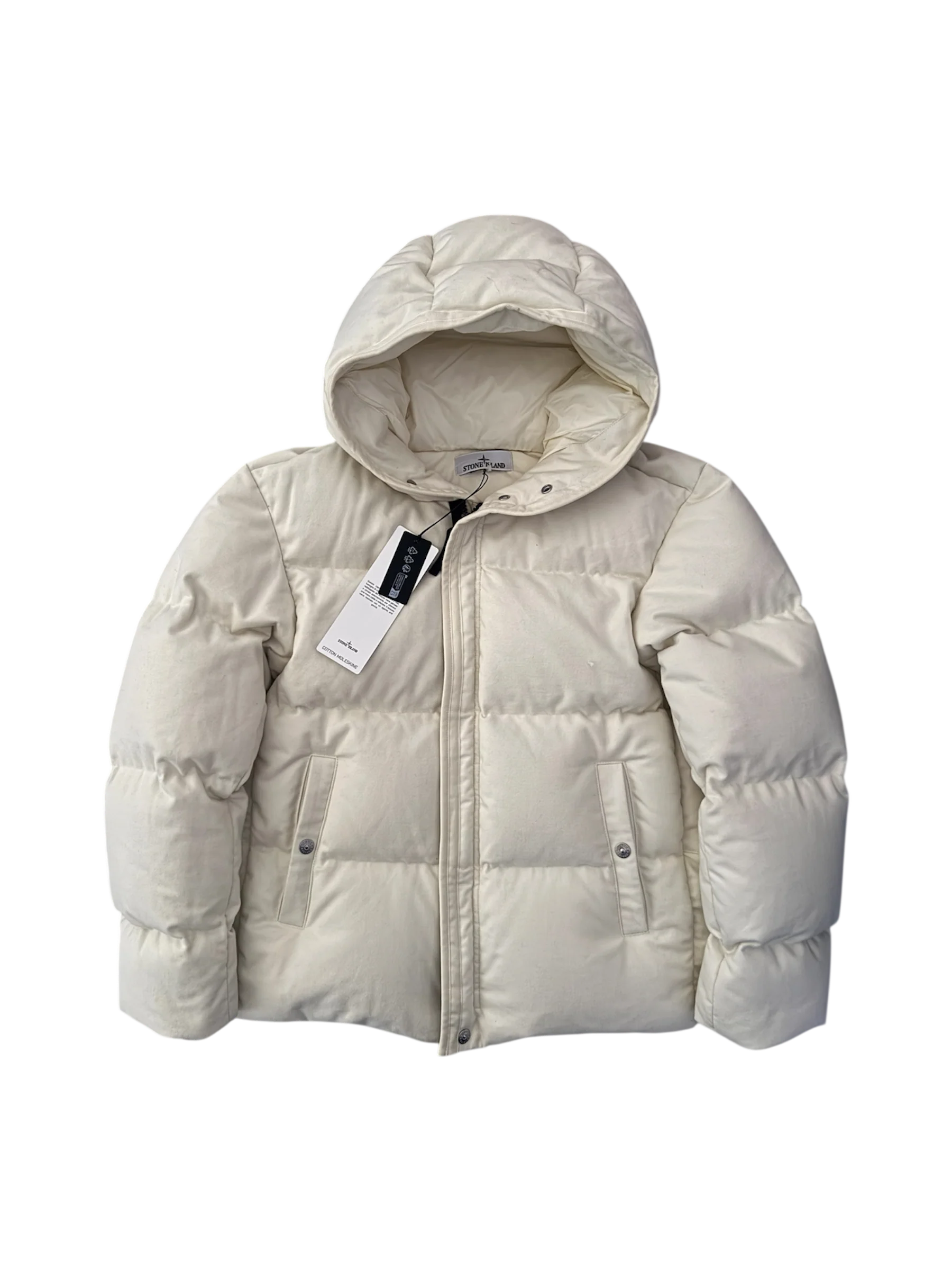 Stone Island 'Cotton Moleskine' Back Spellout Puffer - Small