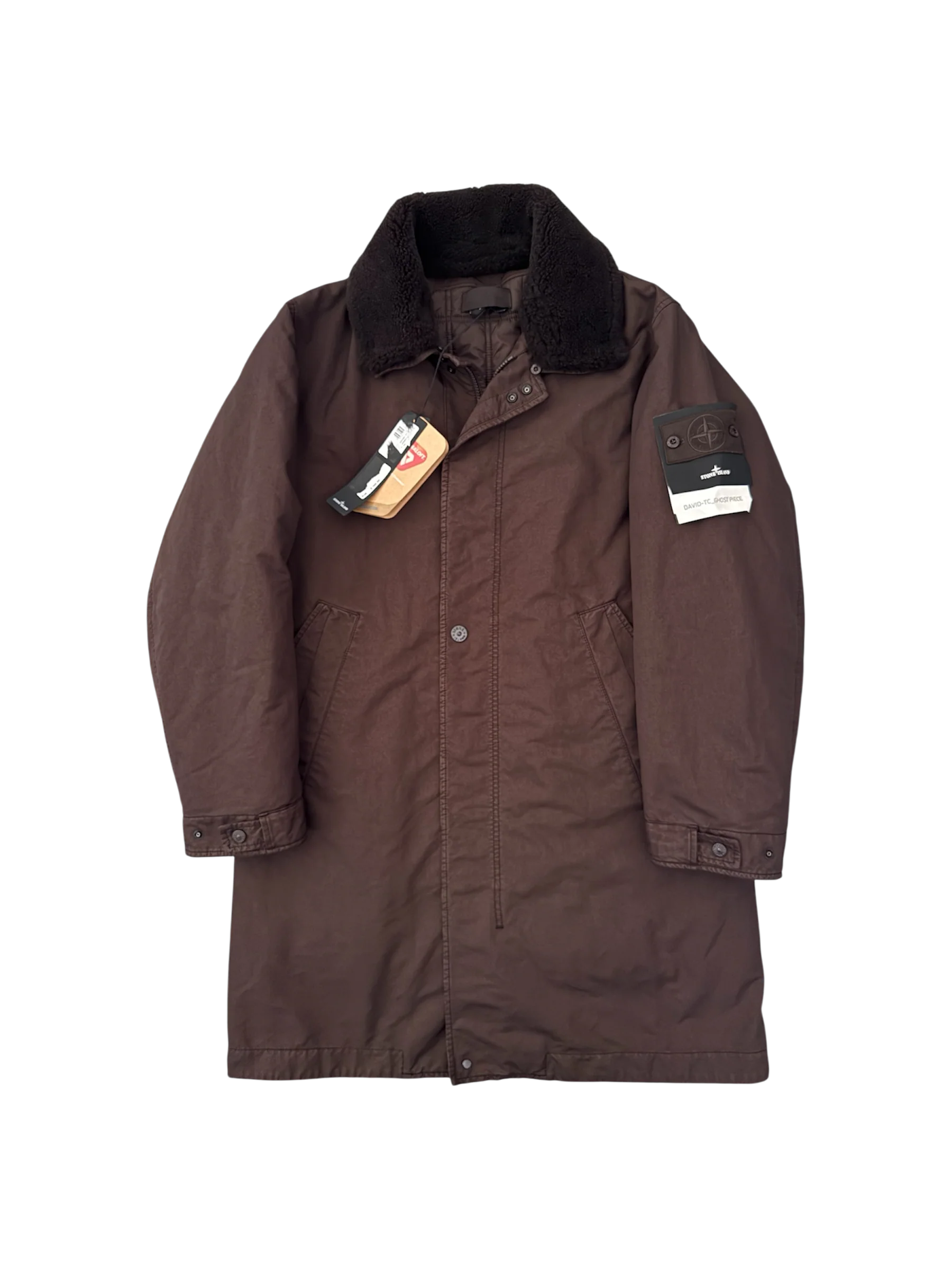 Stone Island 'David TC Sheepskin Ghost Piece' Long Jacket - Medium