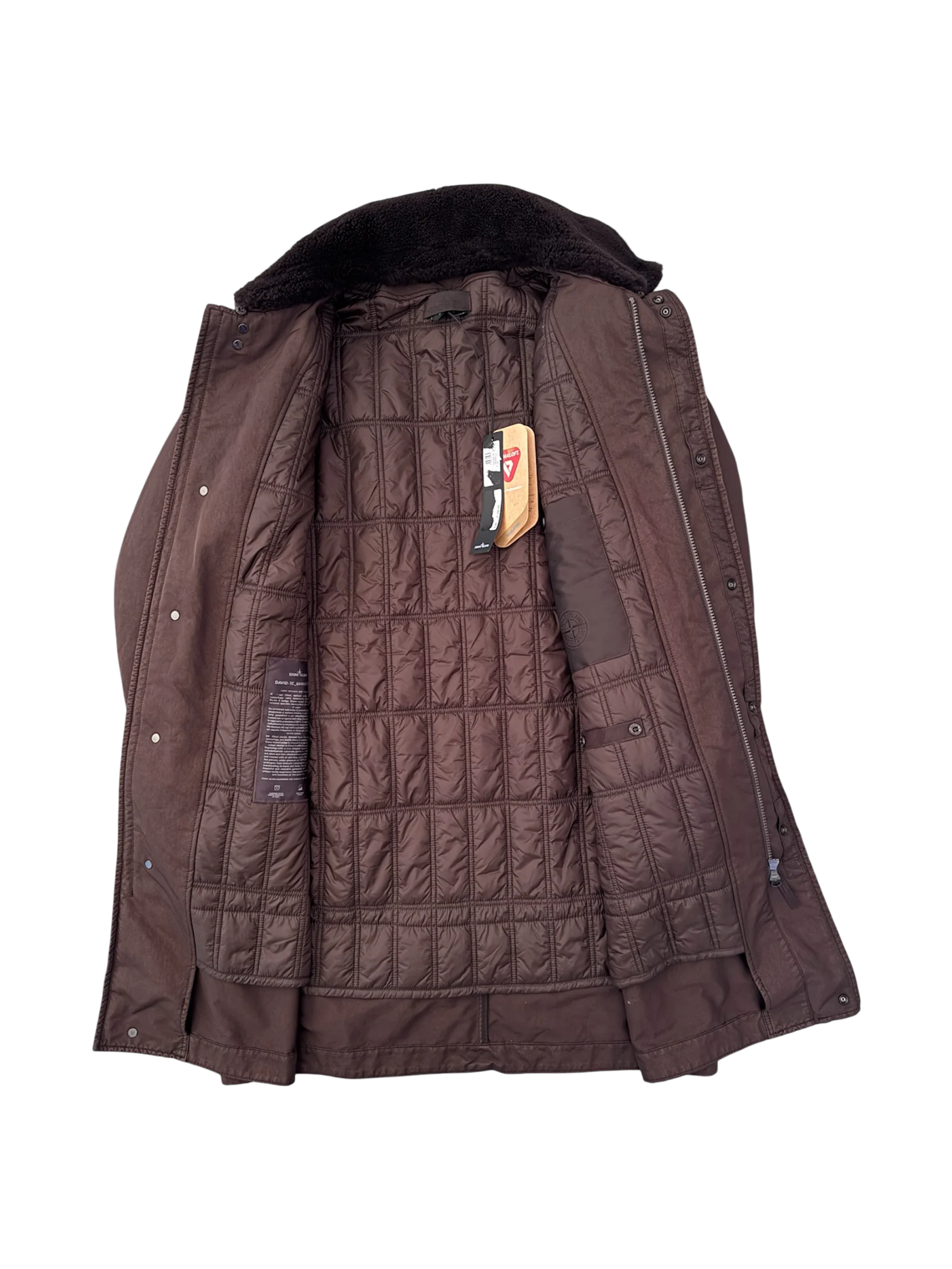 Stone Island 'David TC Sheepskin Ghost Piece' Long Jacket - Medium - Image 2