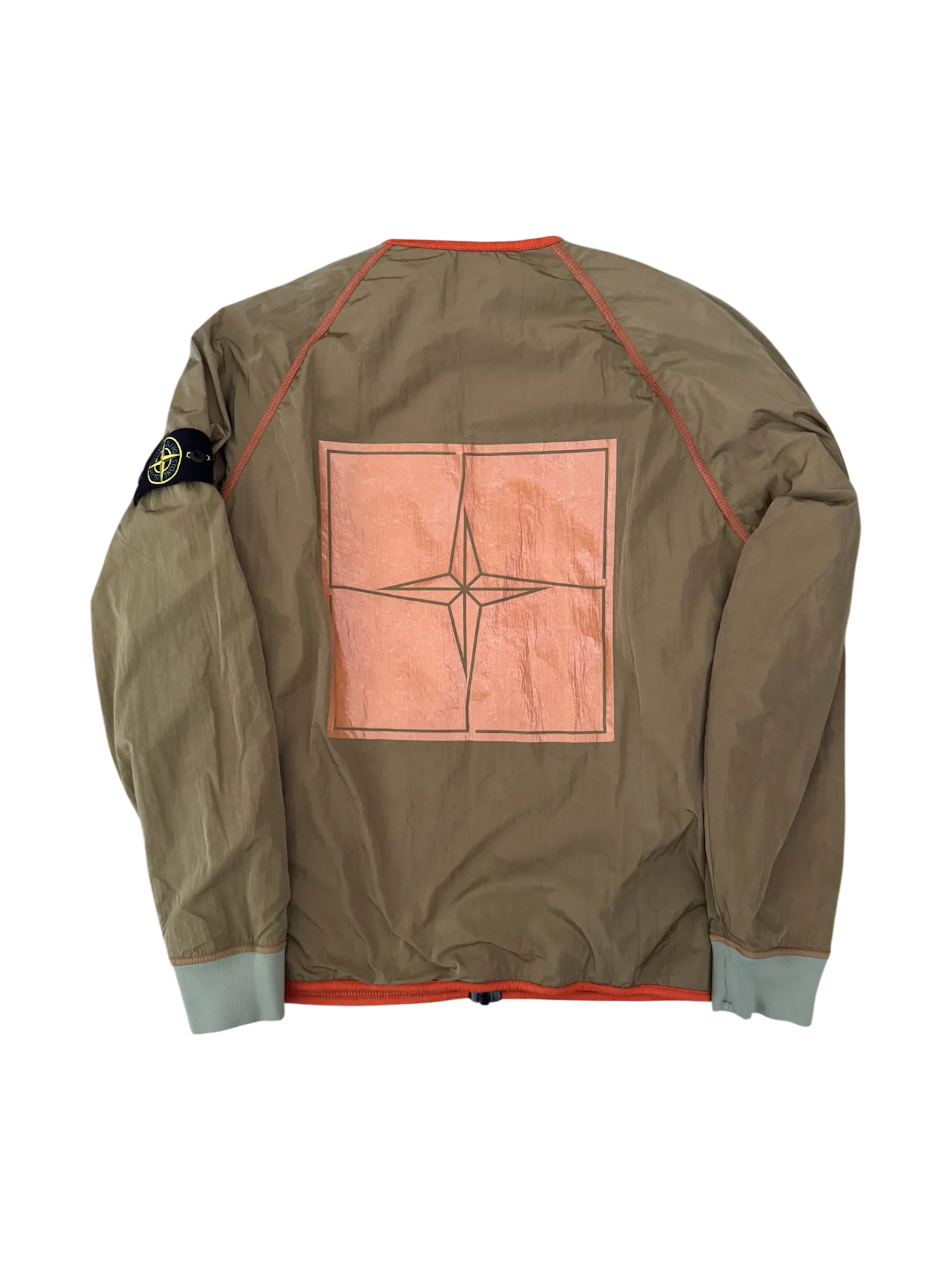 Stone Island Khaki/Orange Reversible Nylon Metal Jacket - Large - Image 2