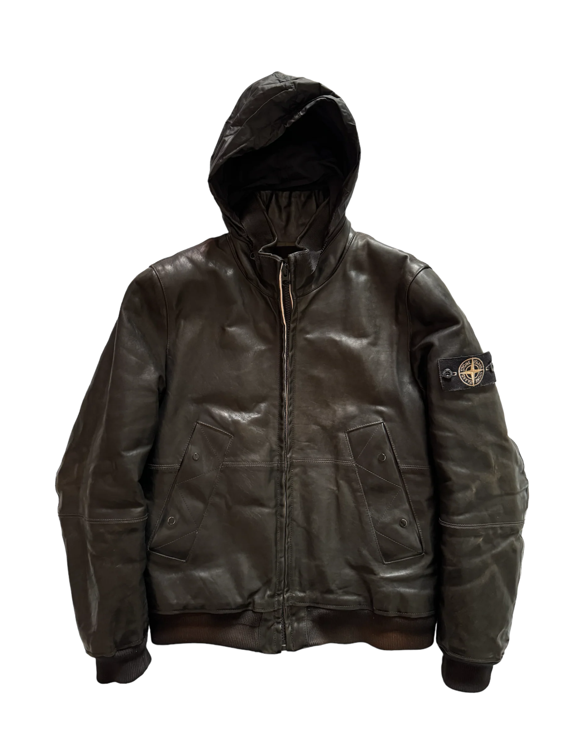 Stone Island Leather Jacket - Medium
