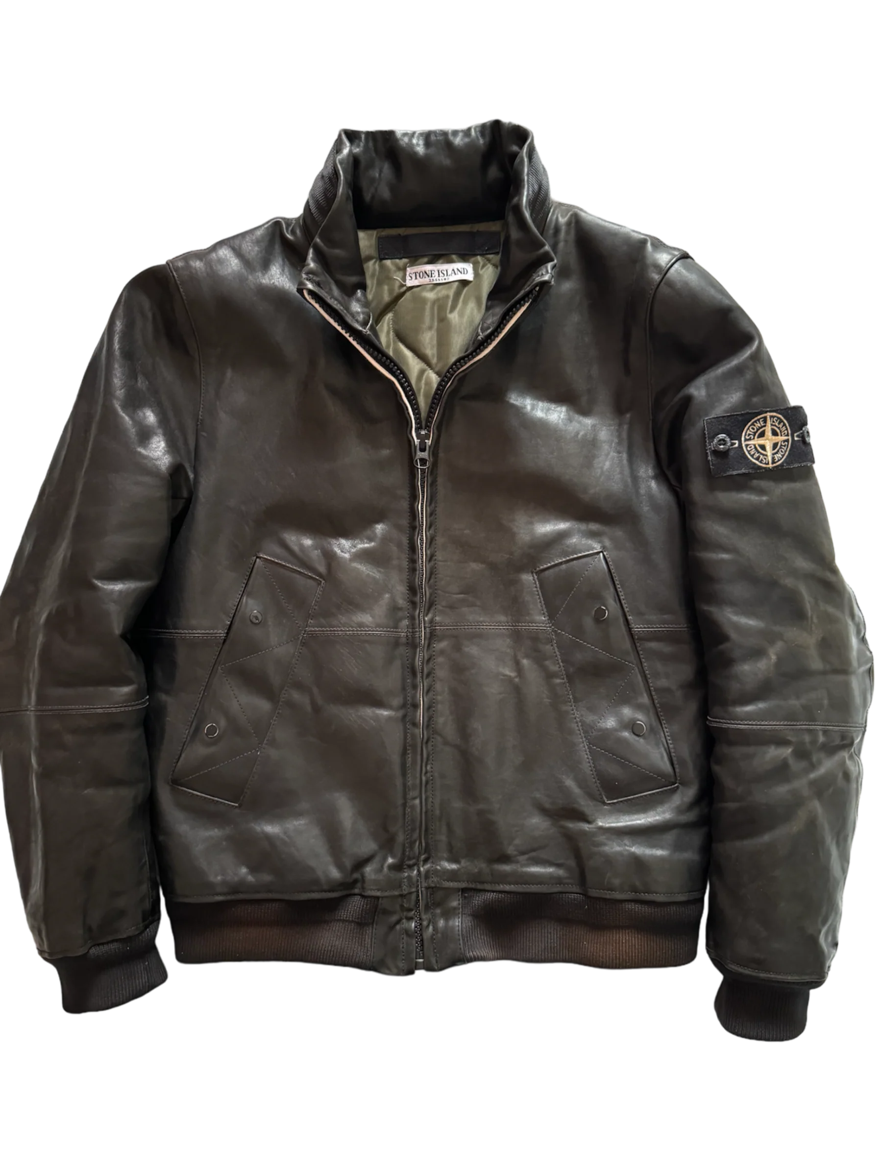 Stone Island Leather Jacket - Medium - Image 2