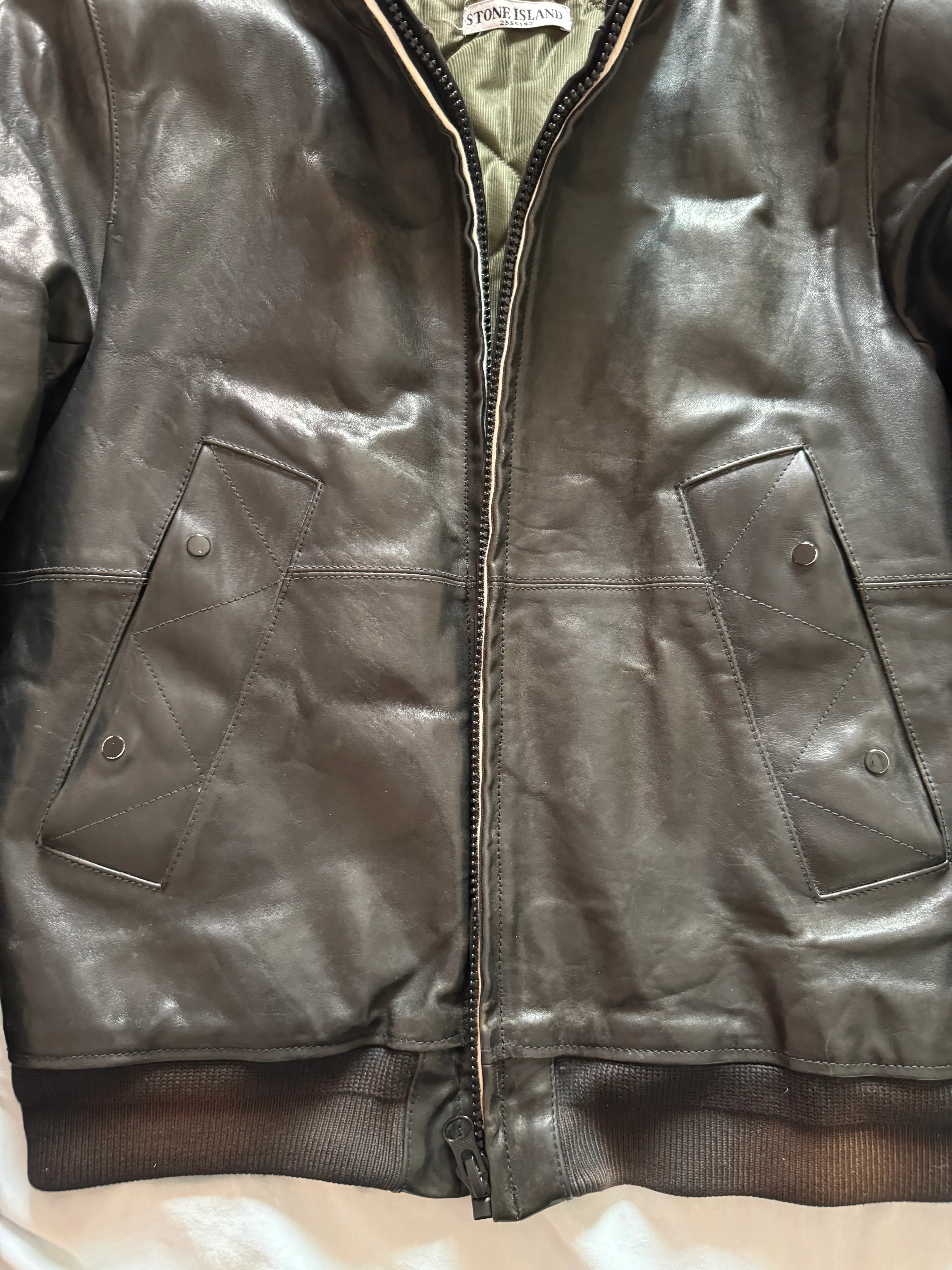 Stone Island Leather Jacket - Medium - Image 6