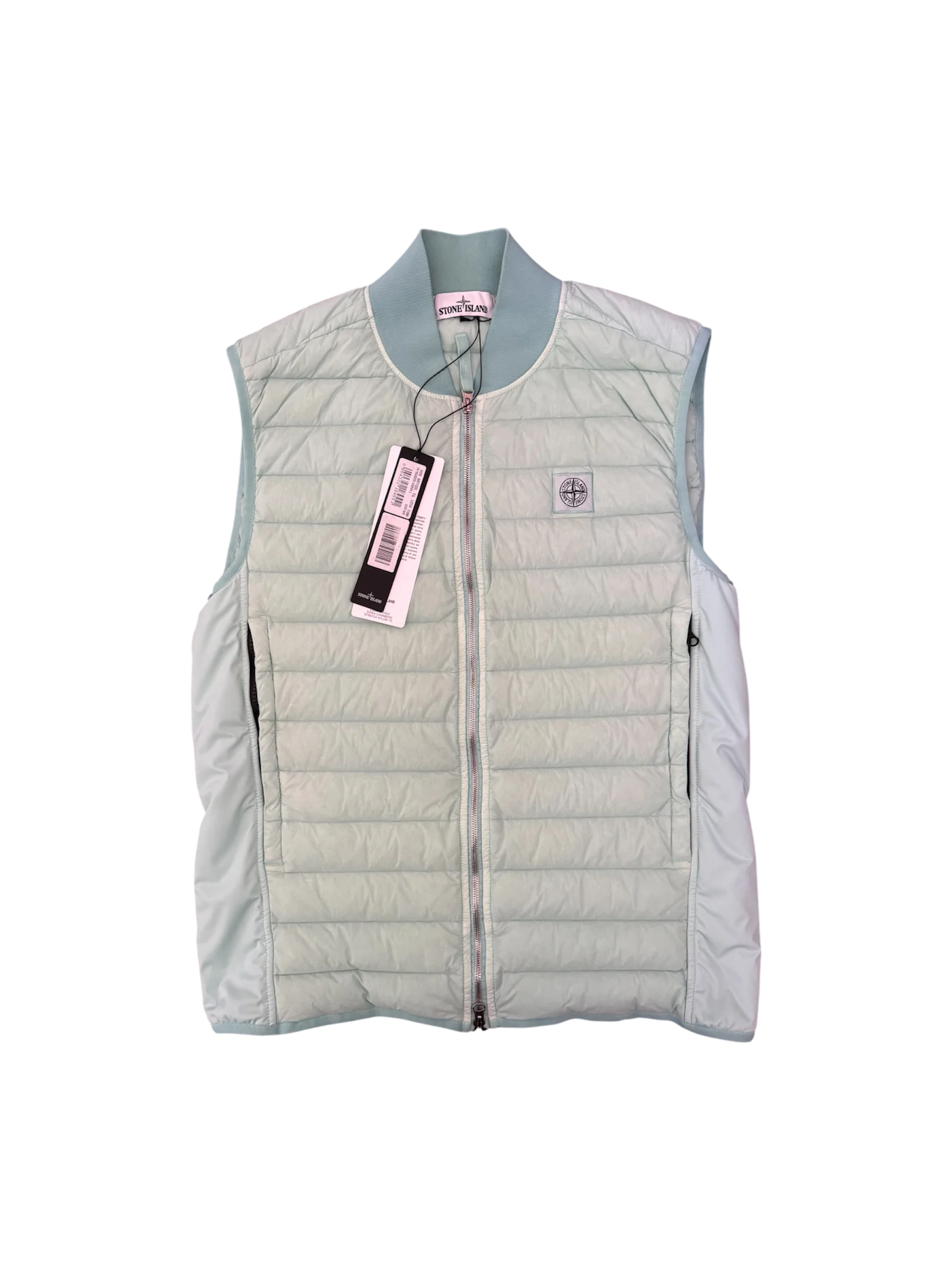 Stone Island Light Blue 'Loom Woven Down Chambers Stretch Nylon' Bodywarmer - Large