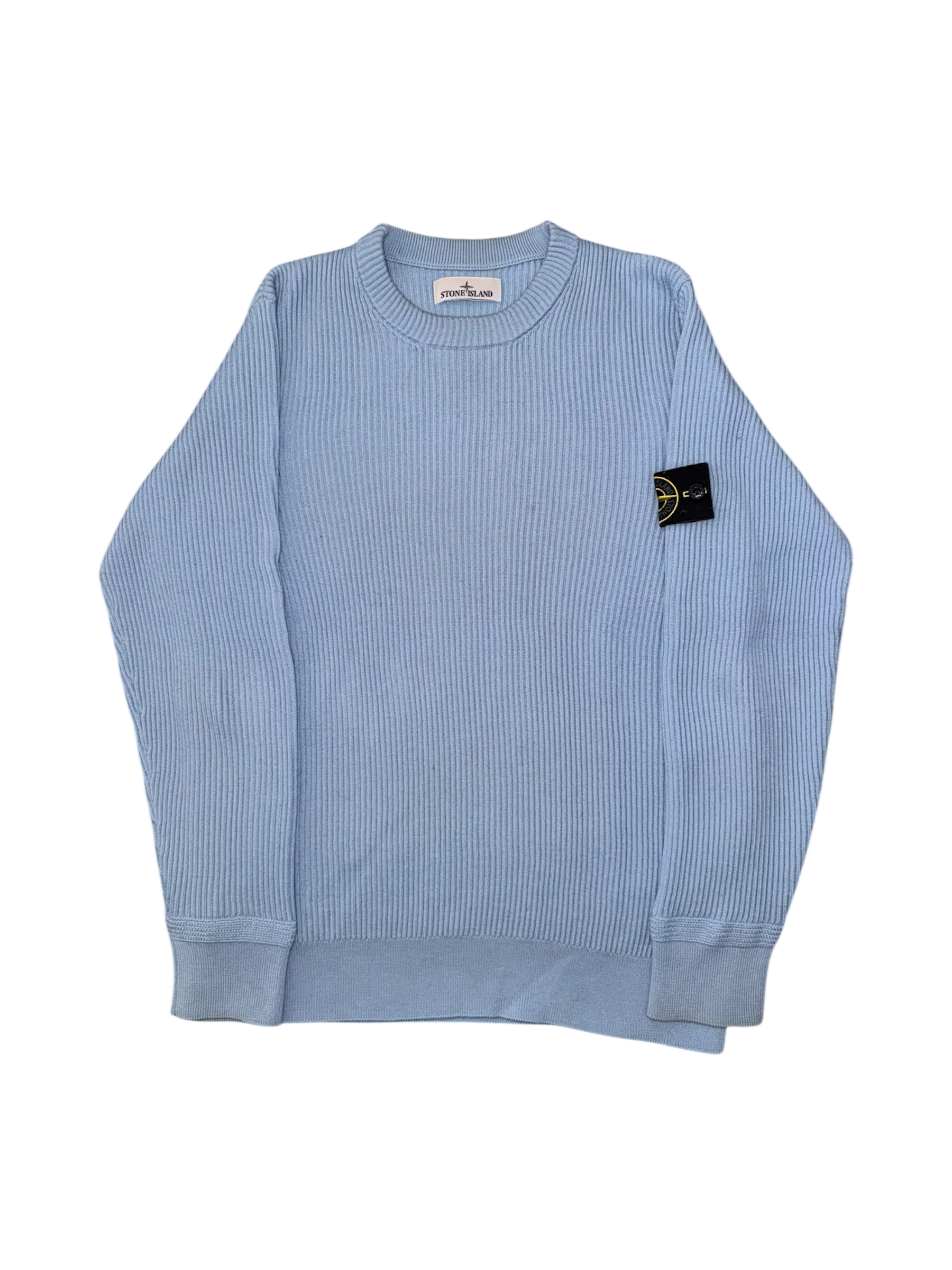 Stone Island 2024 Light Blue Wool Crewneck - Large