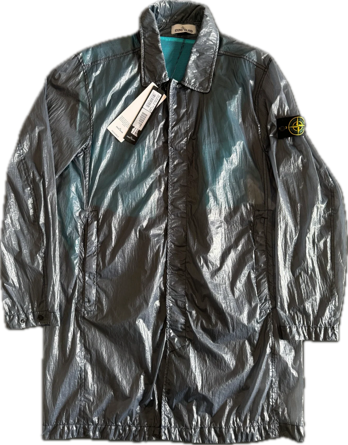 Stone Island Blue 'Lucido TC' Trench Coat - XL
