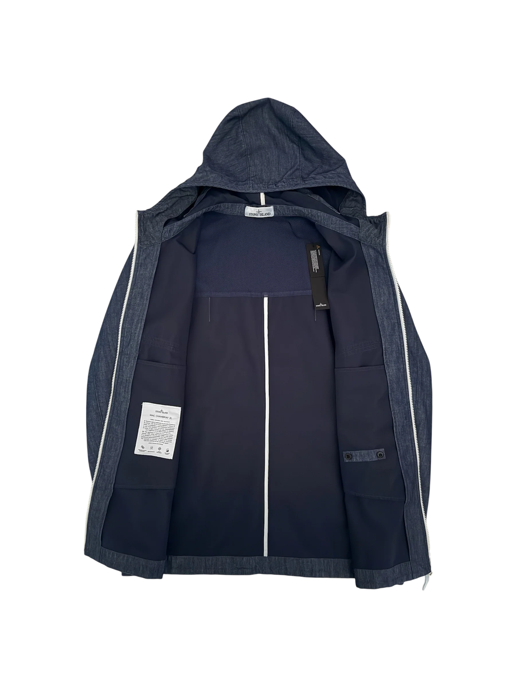 Stone Island 'Mac Chambray' Hooded Jacket - XL - Image 2