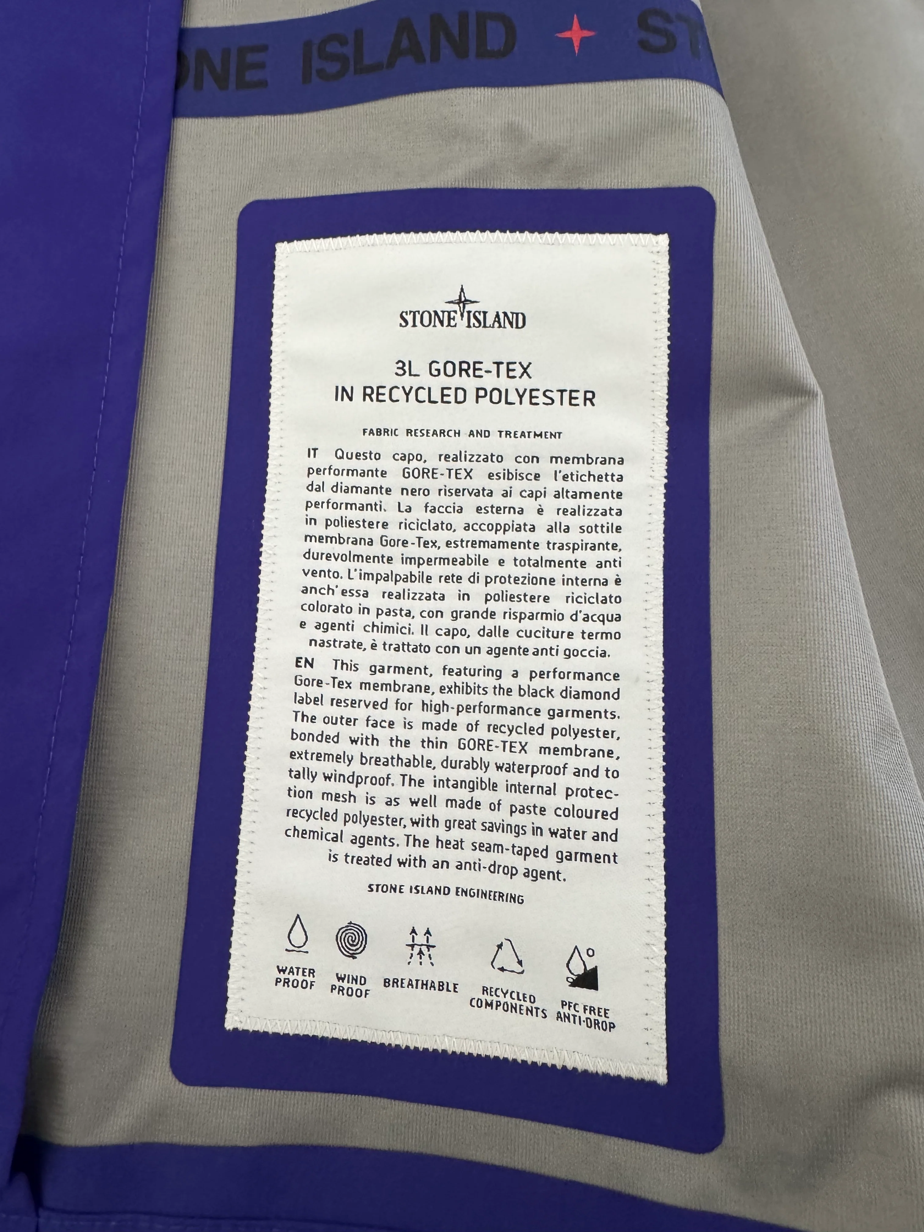 Stone Island Marina '3L Goretex' Spellout Jacket - Large - Image 4