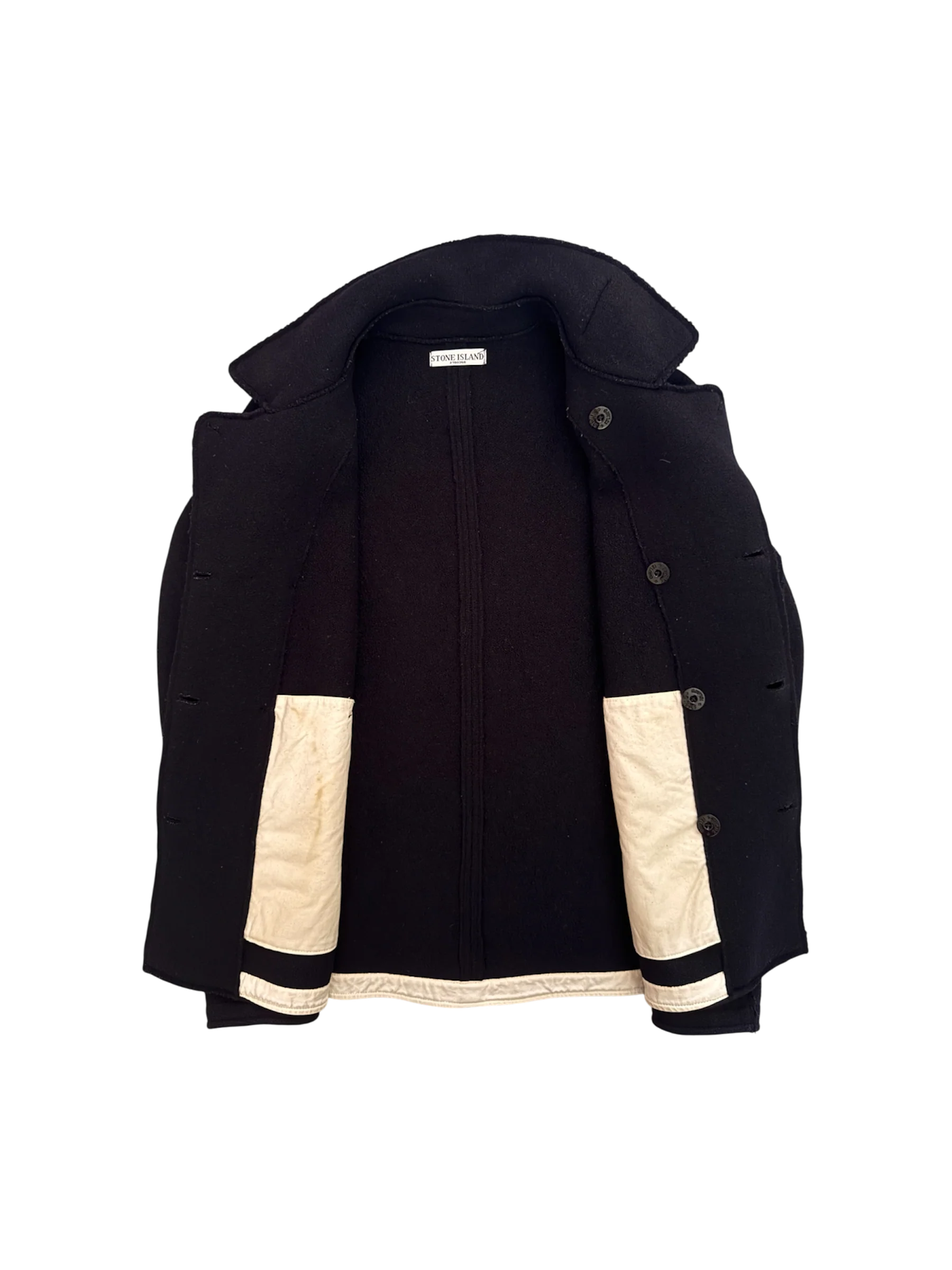 Stone Island Navy Wool Coat - Medium - Image 2