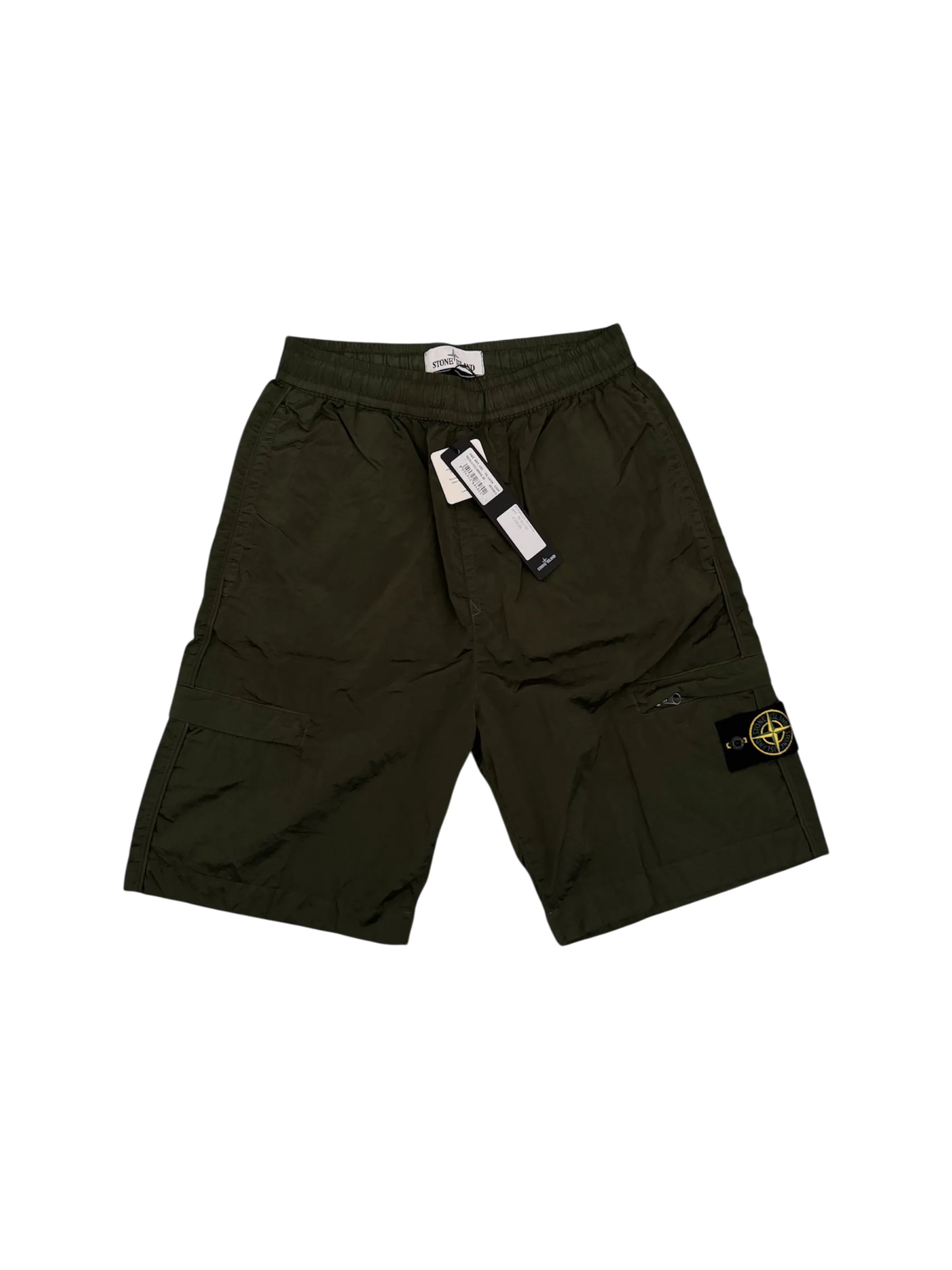 Stone Island 2022 Loose Fit Nylon Metal Khaki Shorts - W28