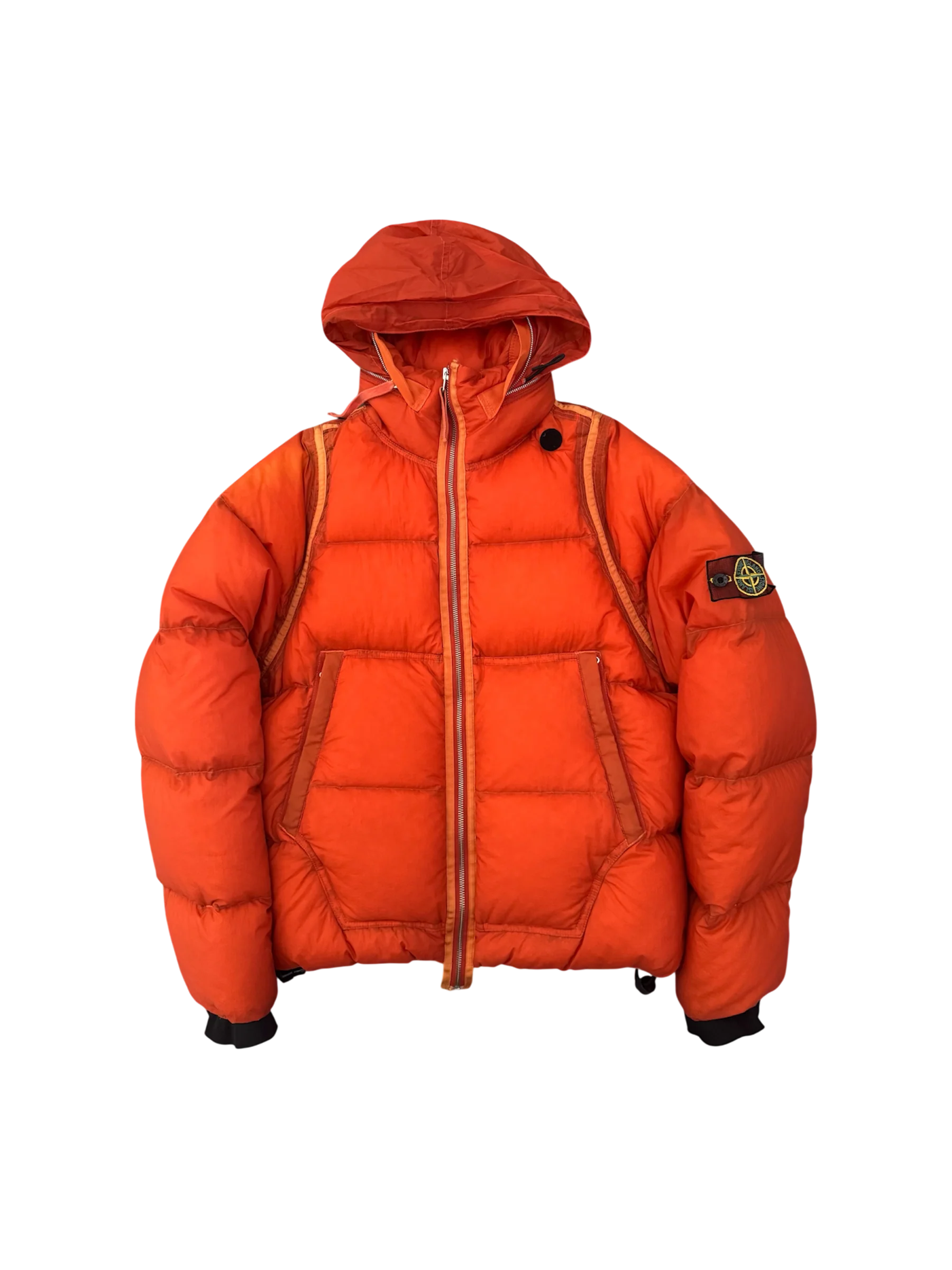 Stone Island 2007 Orange 'Opaque Nylon Tela Mesh Badge' Puffer - Large - Image 4
