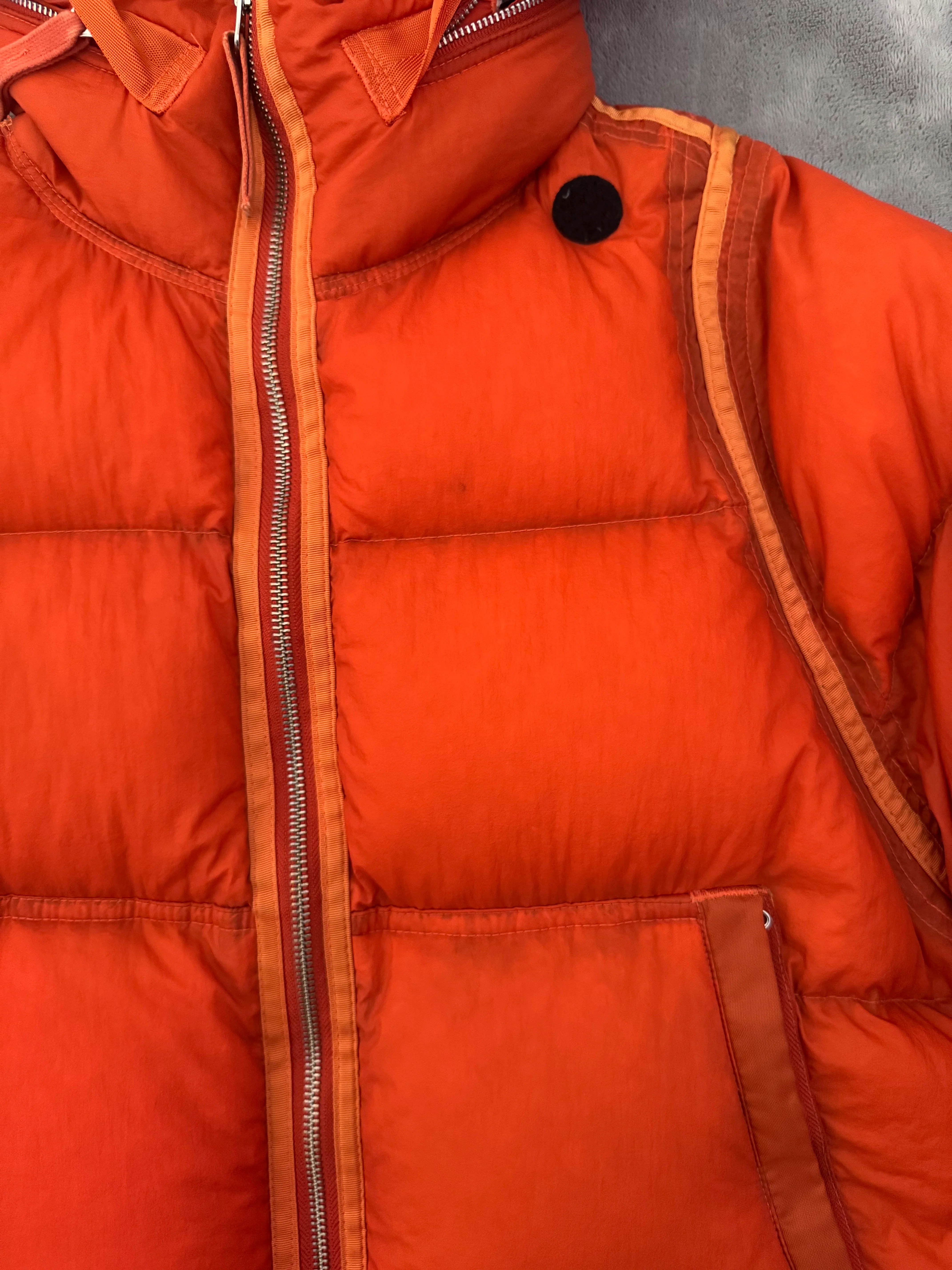 Stone Island 2007 Orange 'Opaque Nylon Tela Mesh Badge' Puffer - Large - Image 5