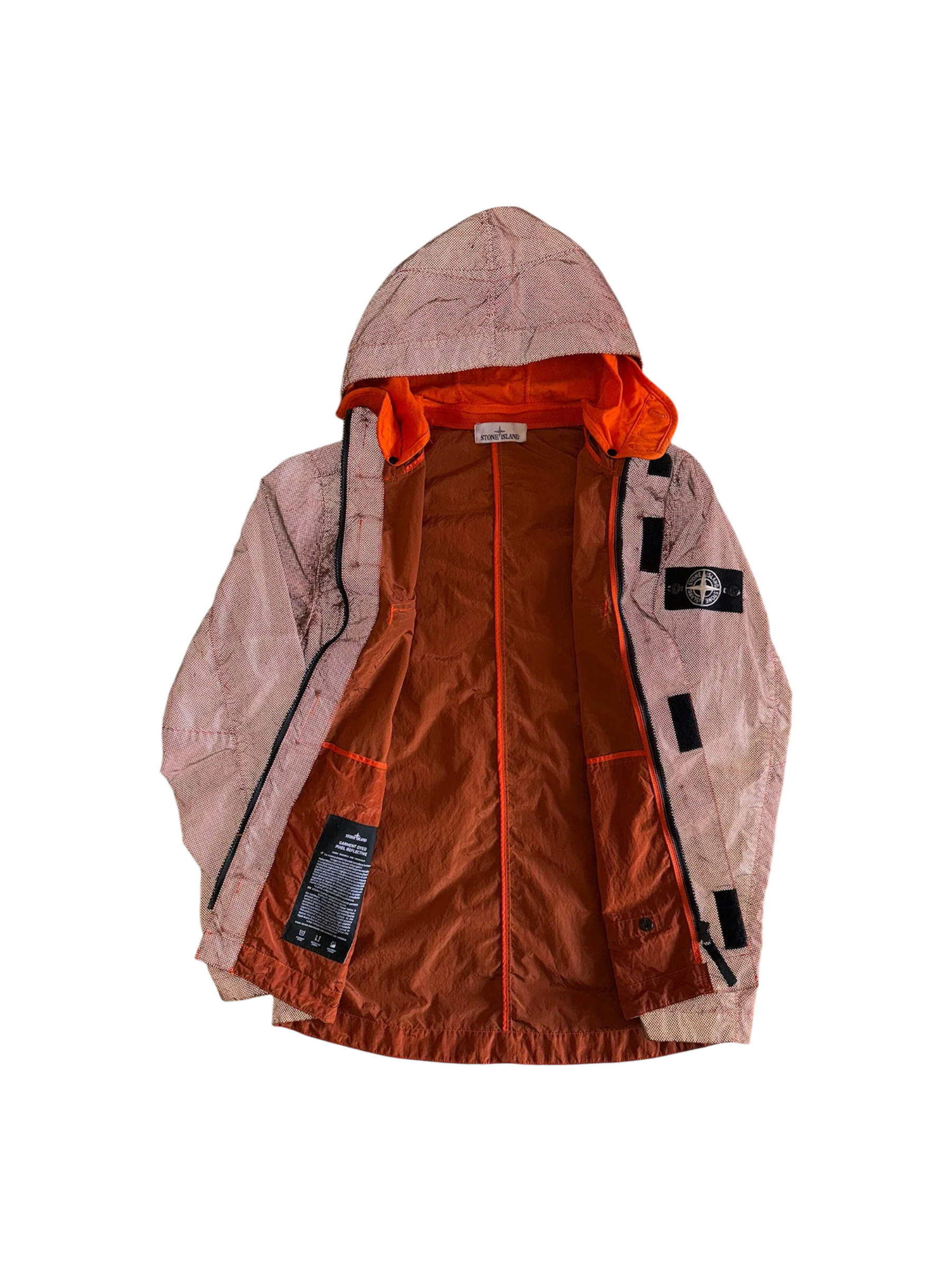 Stone Island Orange 'Pixel Reflective' Hooded Jacket - Medium - Image 4