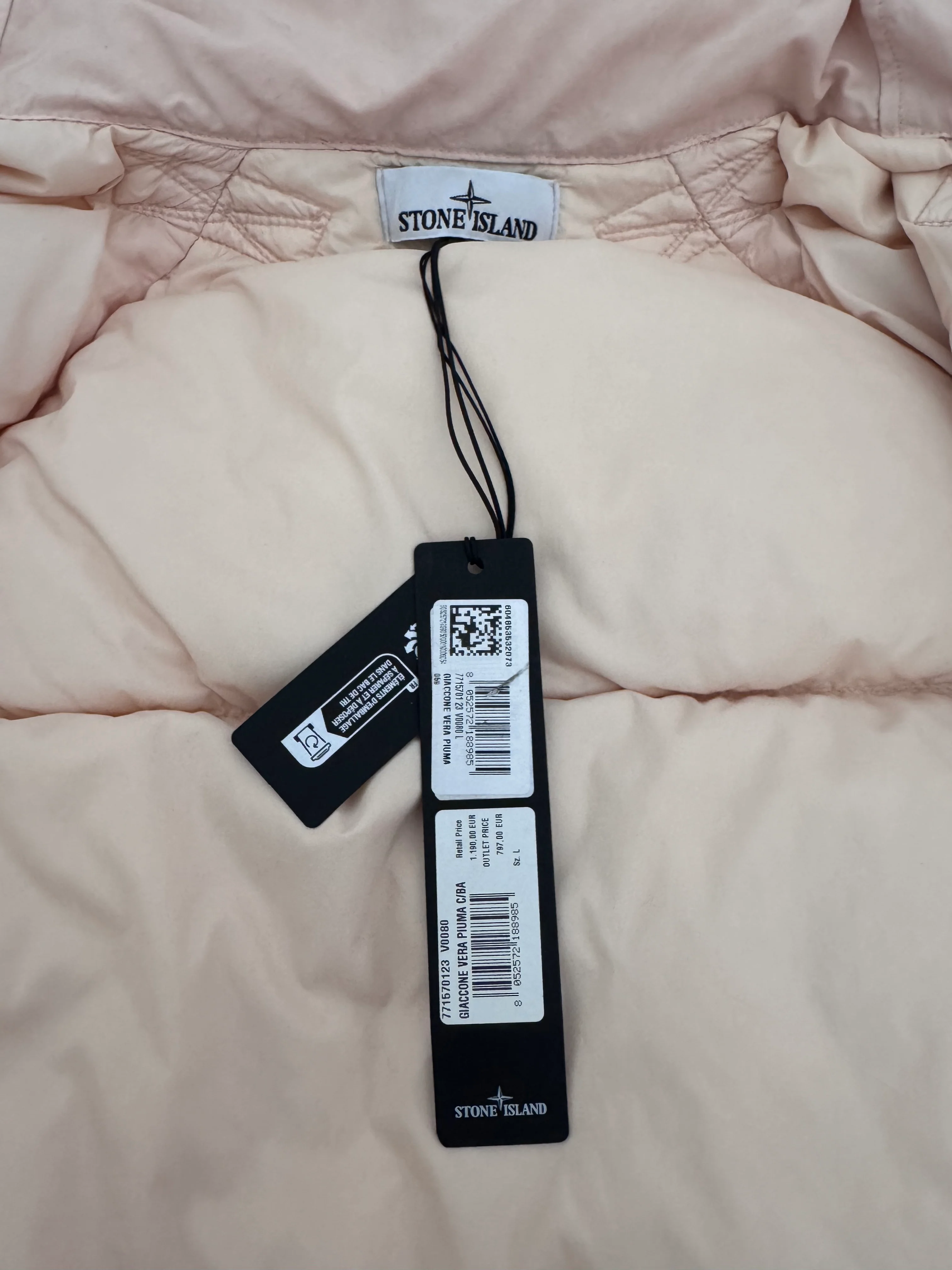 Stone Island Pink 'Crinkle Reps Ny Down' Parka Puffer - Large - Image 4