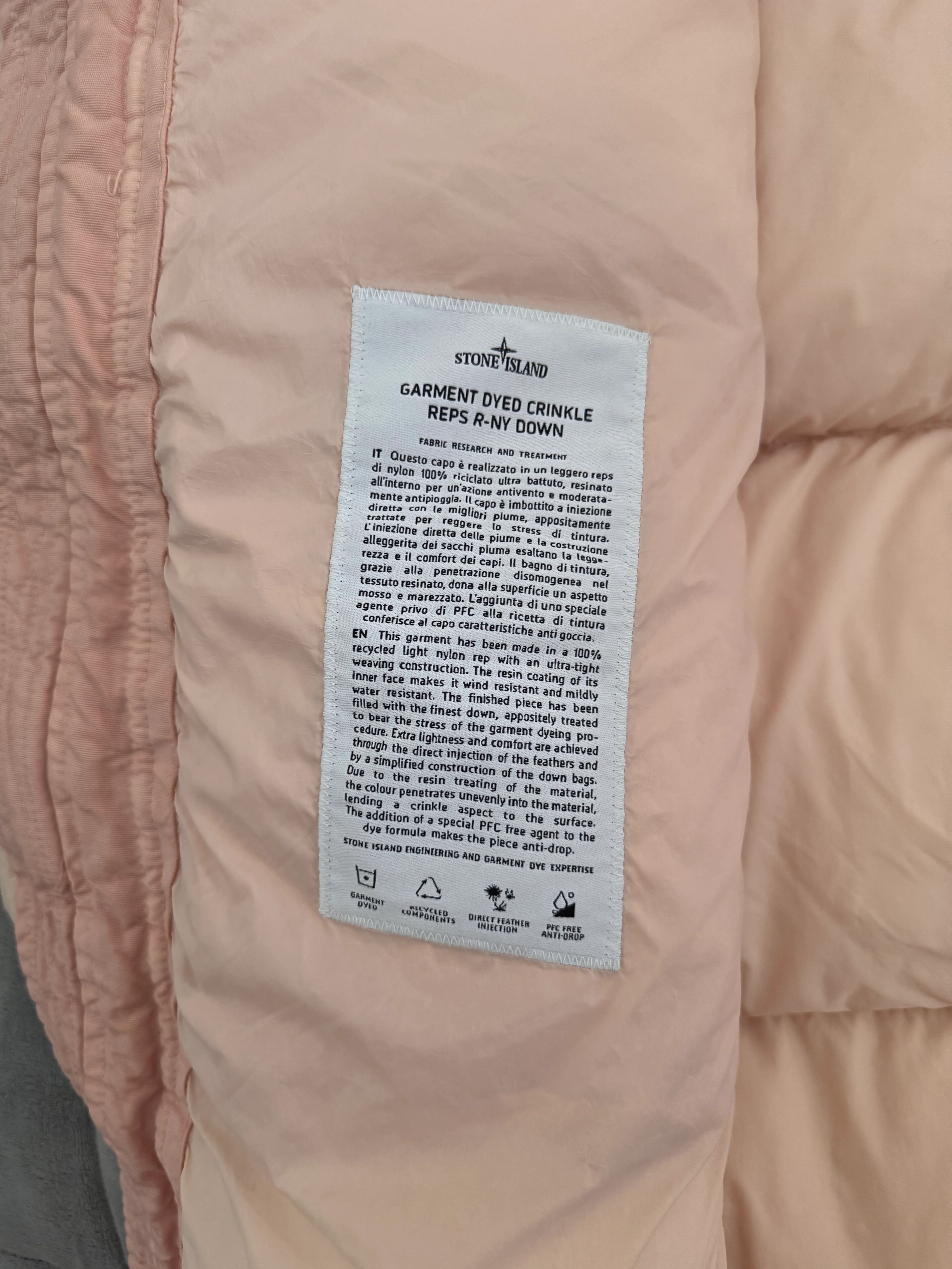 Stone Island Pink 'Crinkle Reps Ny Down' Parka Puffer - Large - Image 5