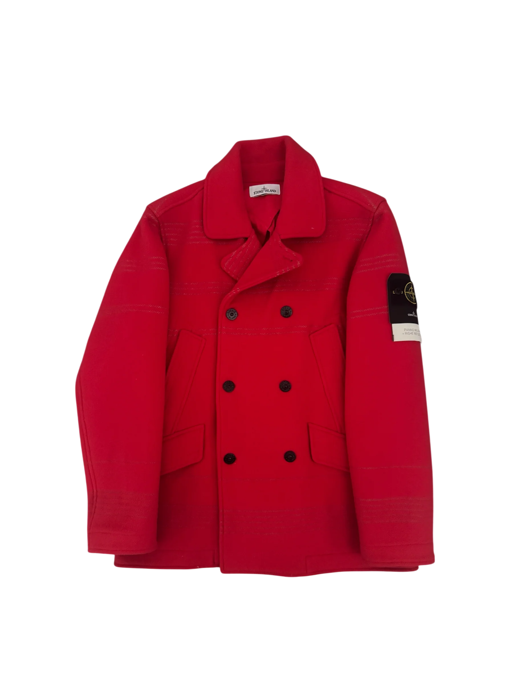 Stone Island Red 'Panno Militare + Righe Reflective' Coat - Large - Image 2