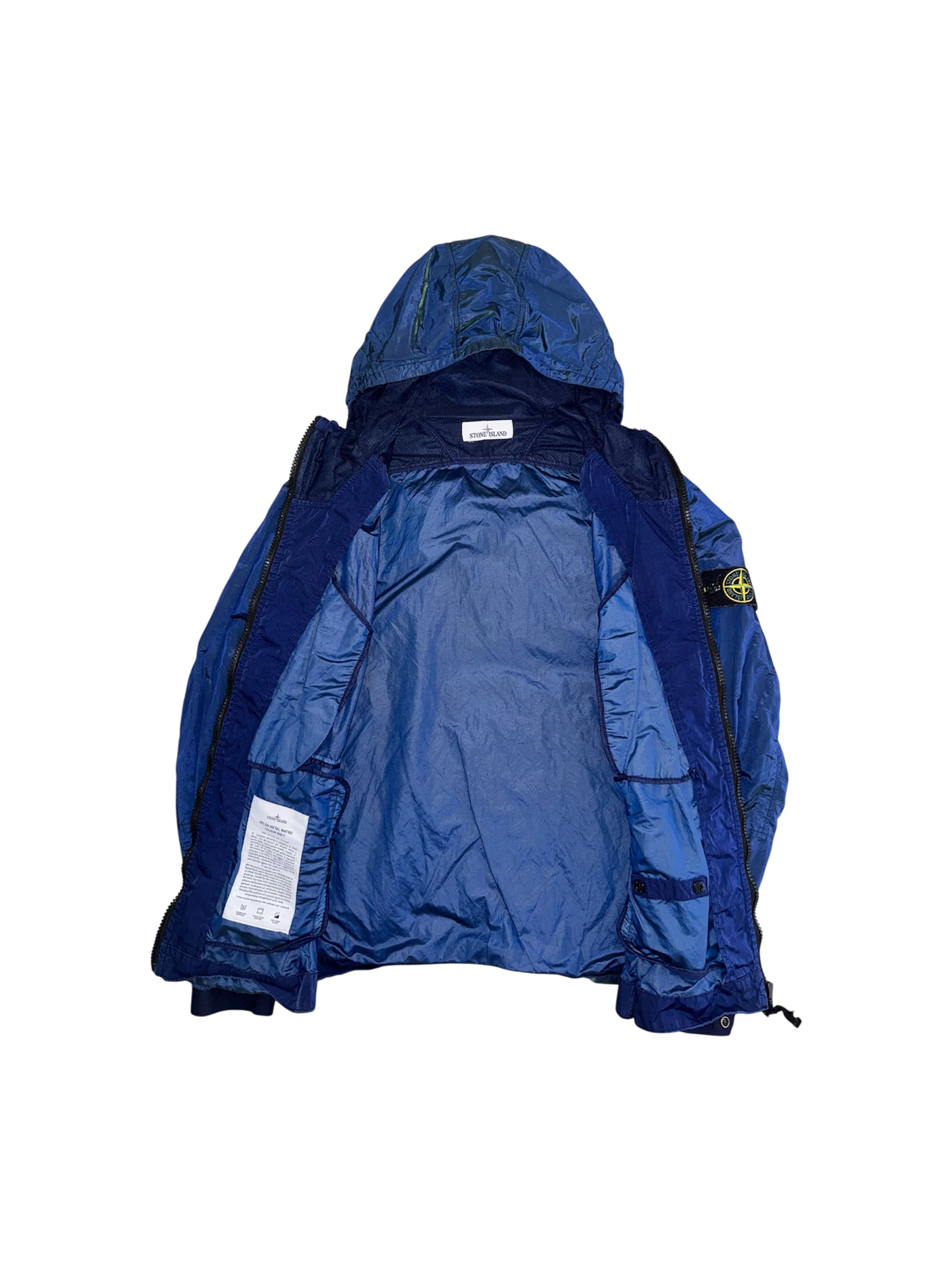 Stone Island Blue/Green 'Nylon Metal Colour Weft' Hooded Jacket - Large - Image 2