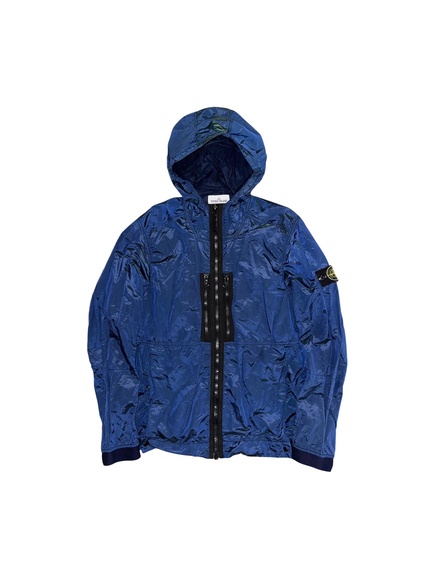 Stone Island Blue/Green 'Nylon Metal Colour Weft' Hooded Jacket - Large - Image 3