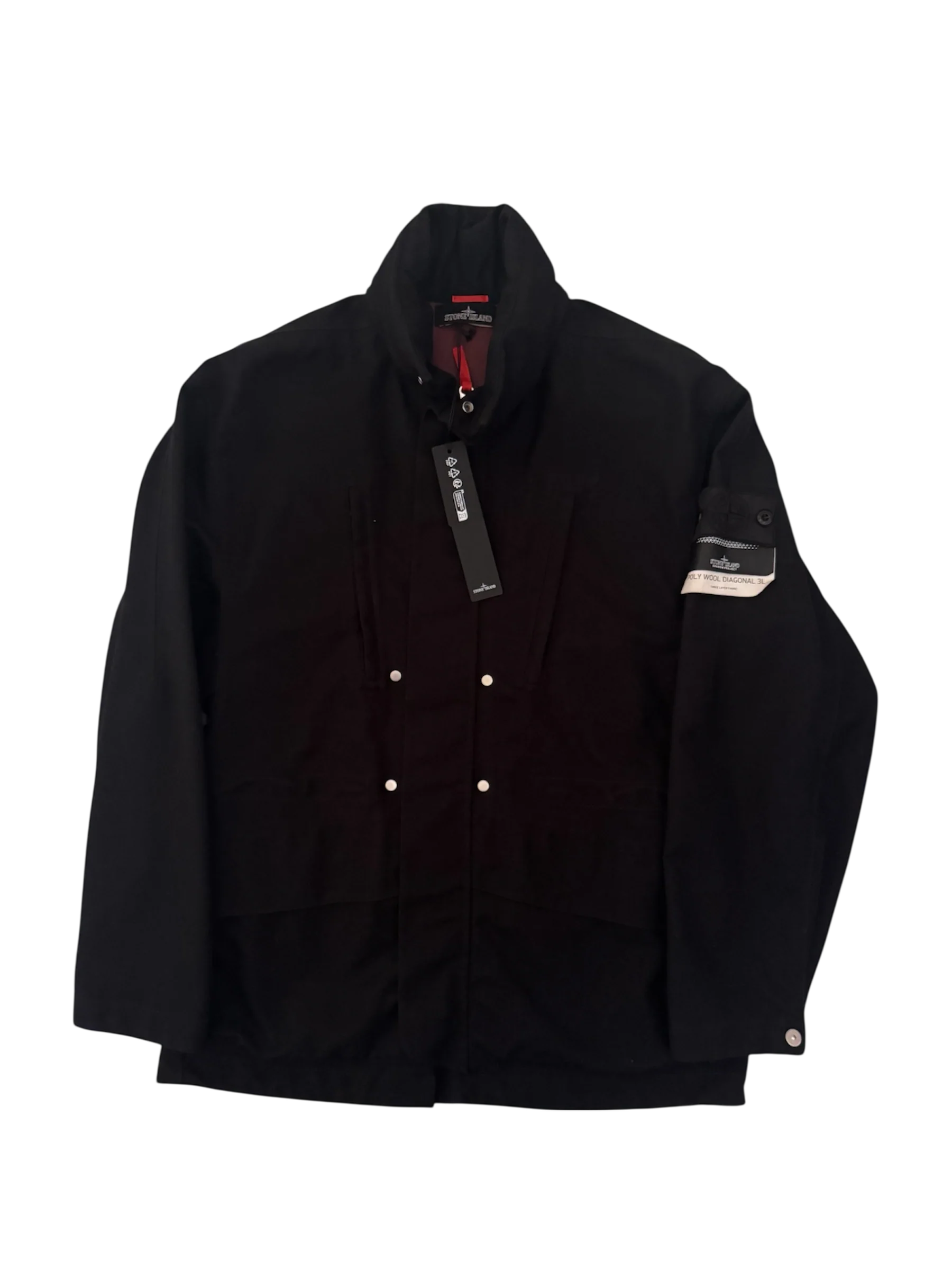 Stone Island Shadow Project Black 'Poly Wool Diagonal 3L' Jacket - Small - Image 2