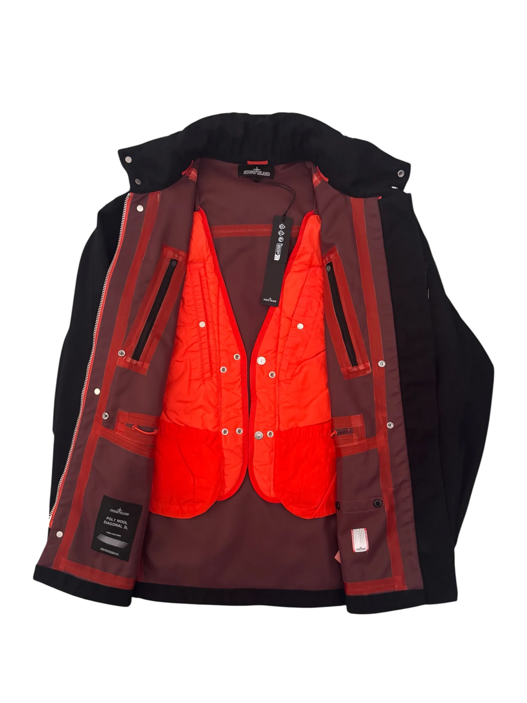 Stone Island Shadow Project Black 'Poly Wool Diagonal 3L' Jacket - Small - Image 3