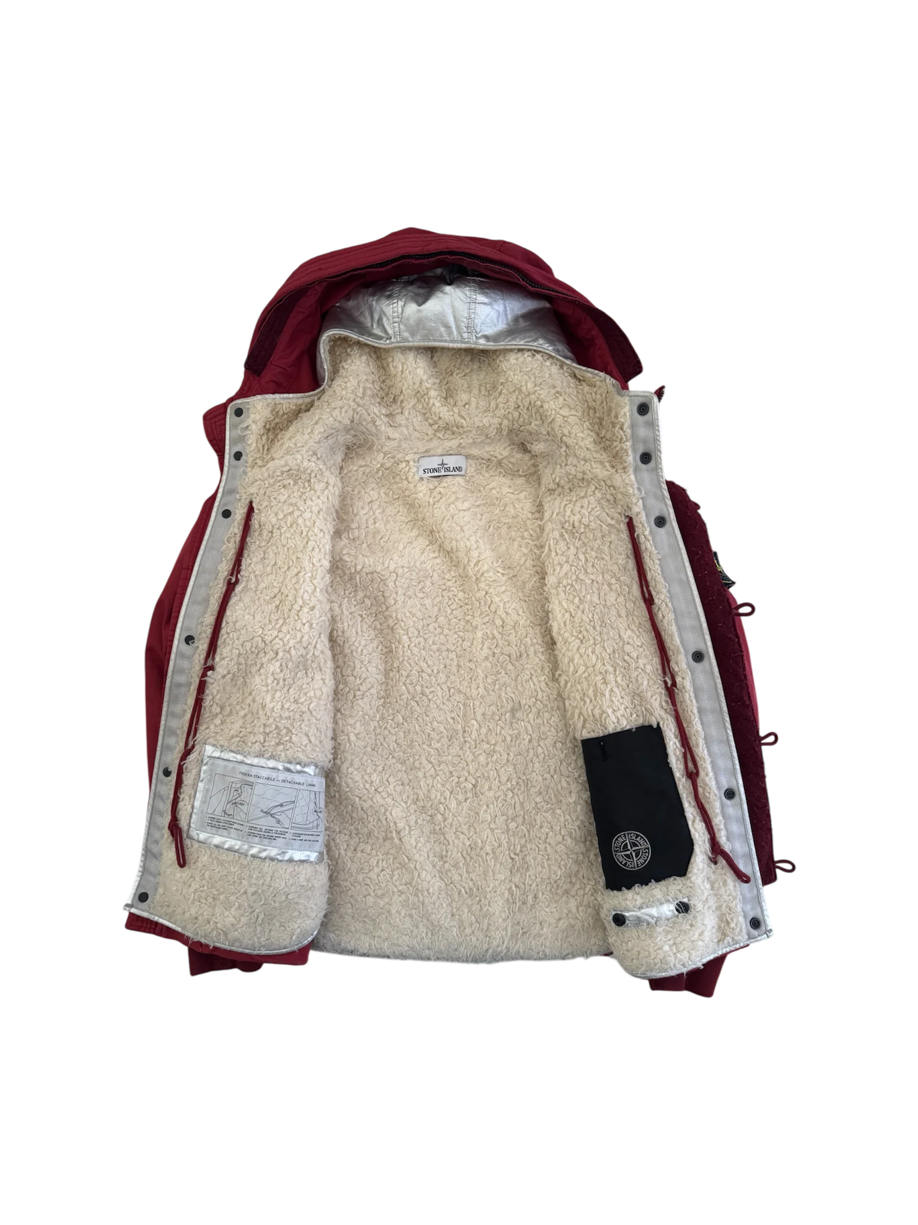 Stone Island 'Silver Sherling Sheep David-TC' Jacket - Small - Image 2