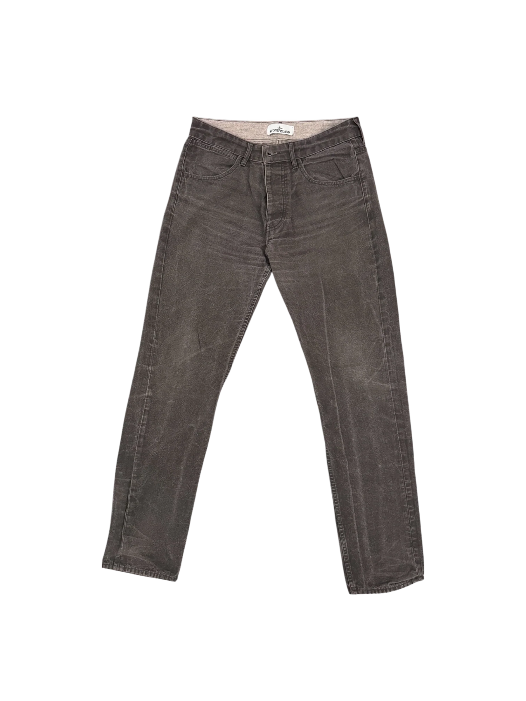 Stone Island Square Logo Old Treatment Grey Cotton Trousers - W30 - Image 2