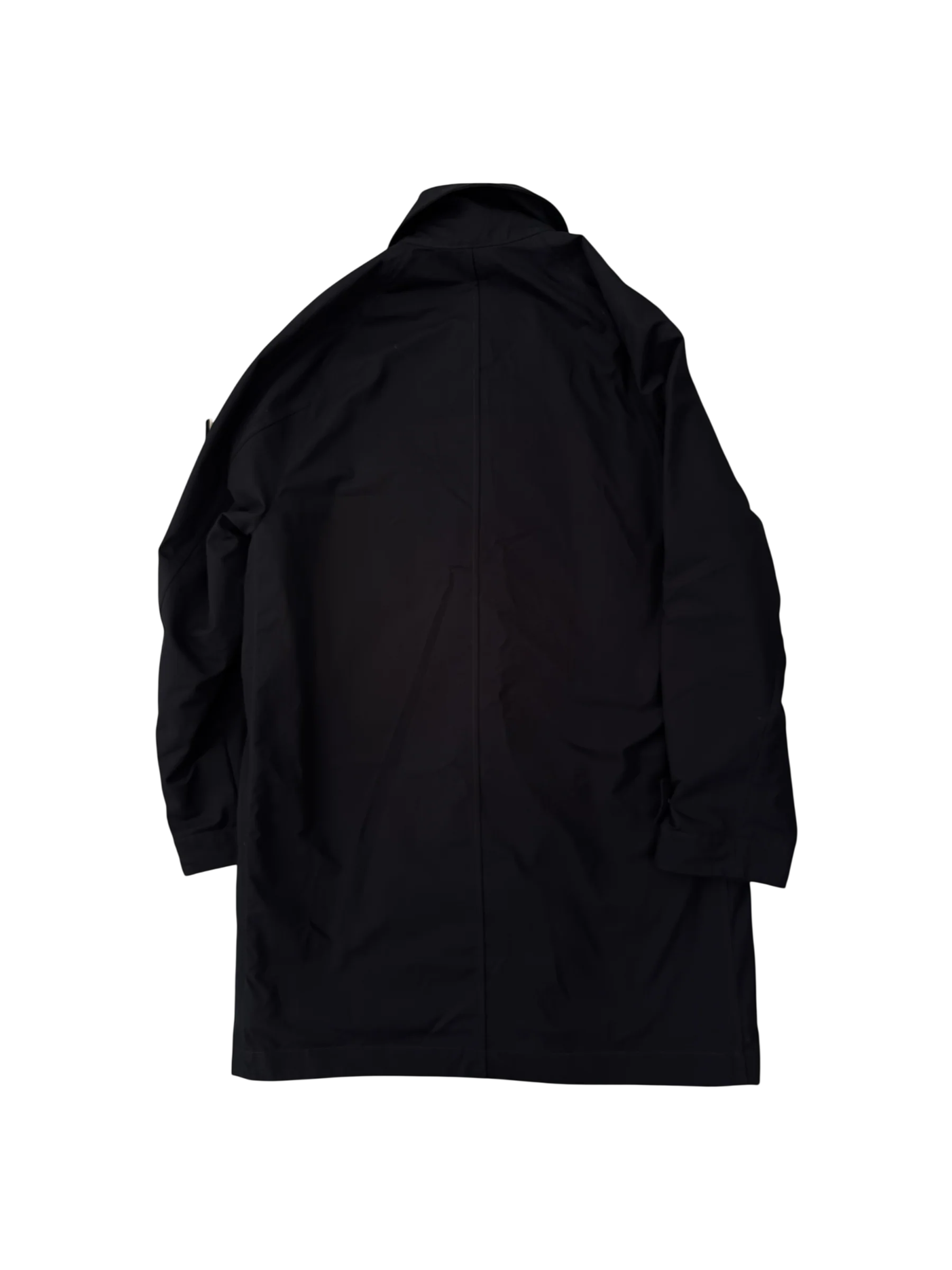 Stone Island 'Weatherproof Cotton Canvas Ghost Piece' Navy Long Jacket - Large - Image 3