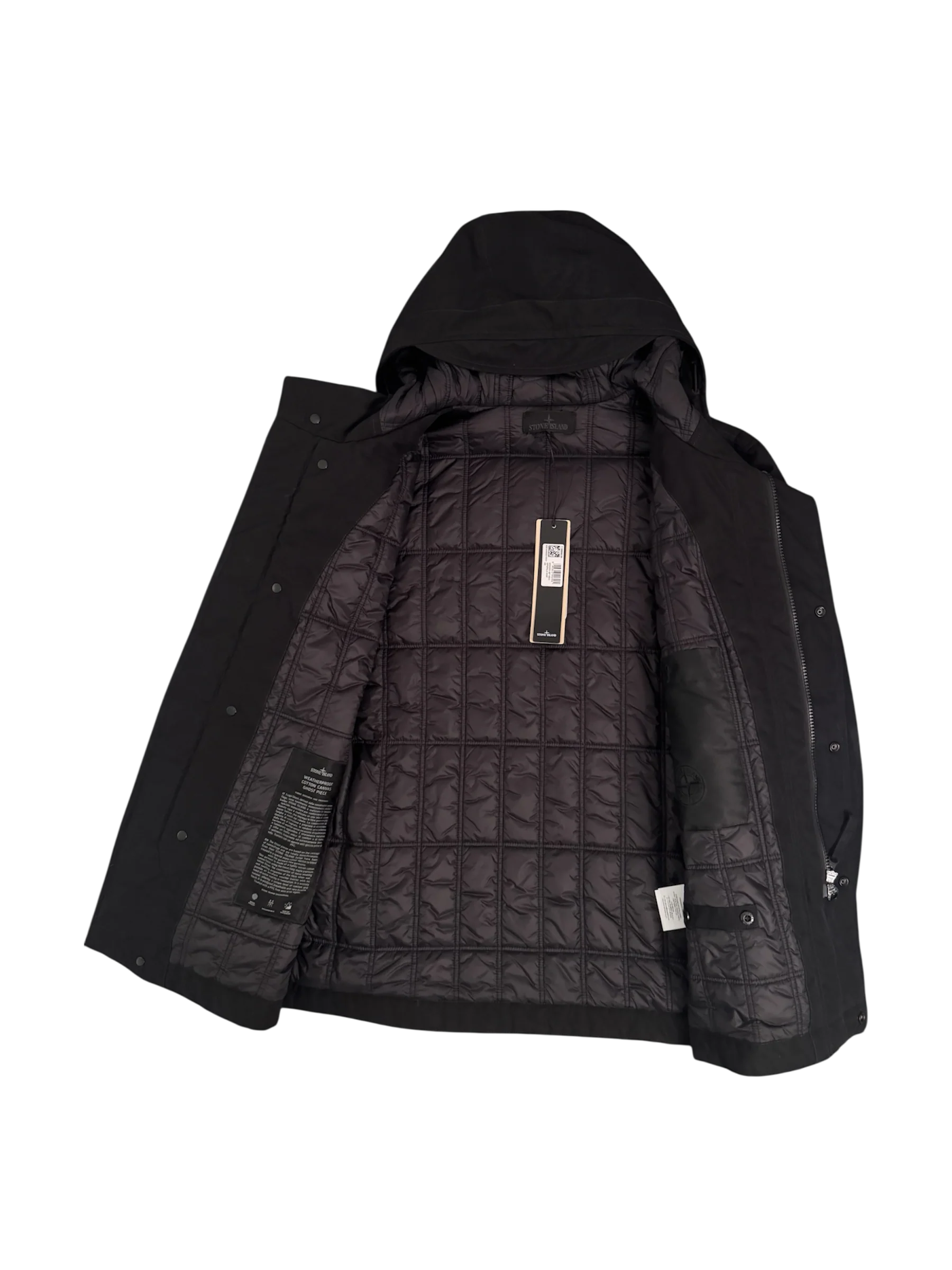 Stone Island 'Weatherproof Cotton Canvas Ghost Piece Primaloft Insulation' Black Jacket - Medium - Image 2