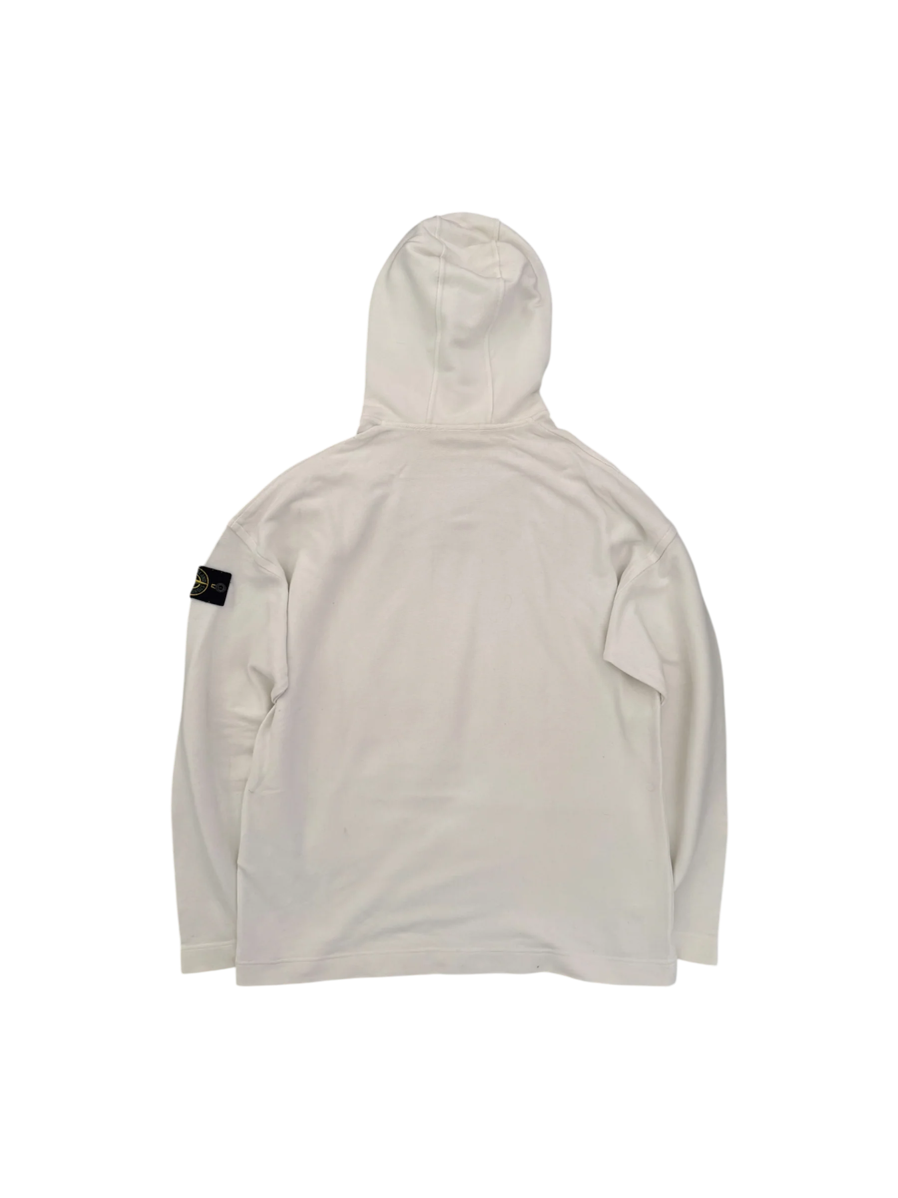 Stone Island White Ribbed Cotton Hoodie - XL - Image 2