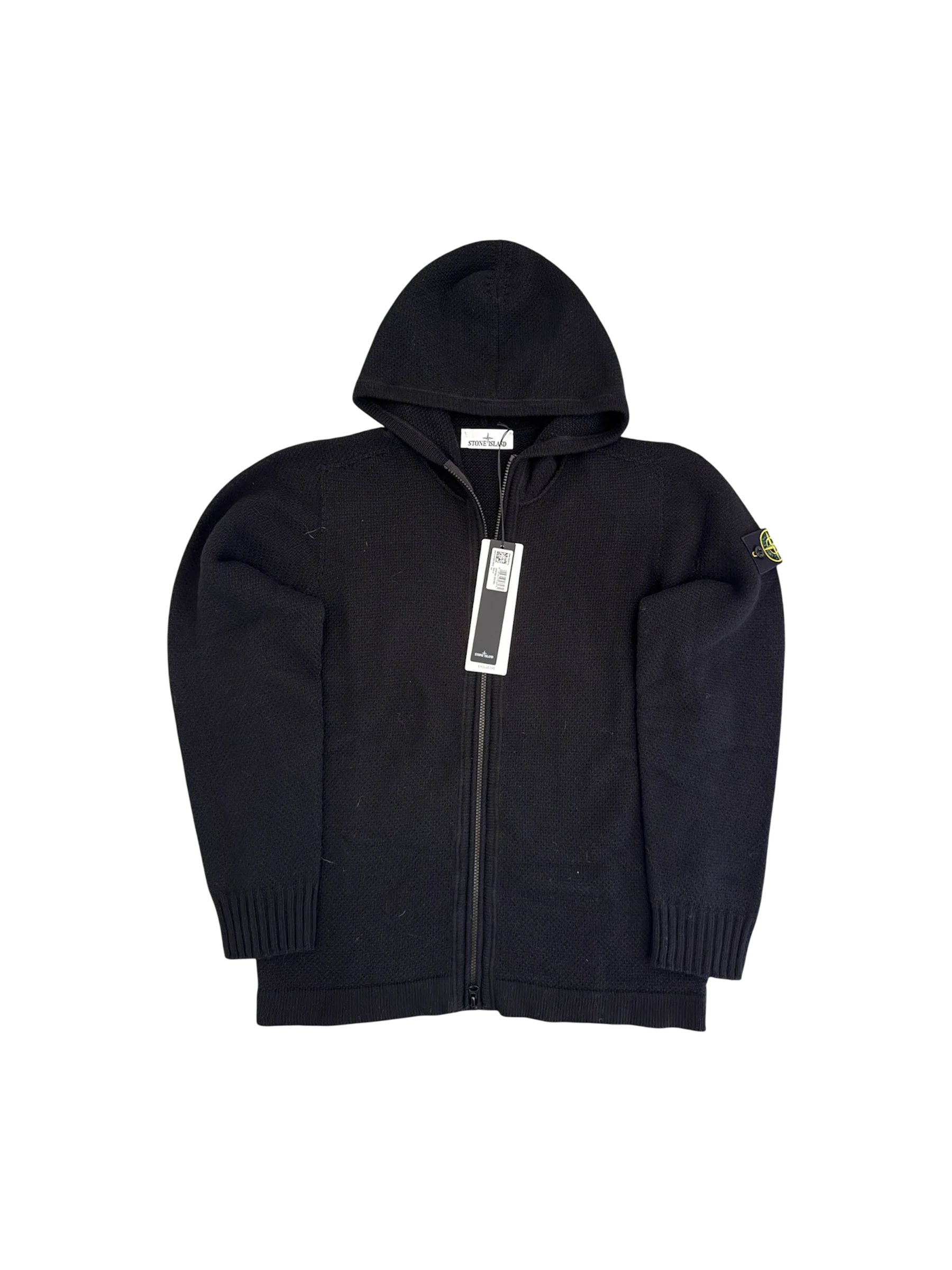 Stone Island Black Heavy Zip Hoodie - Large