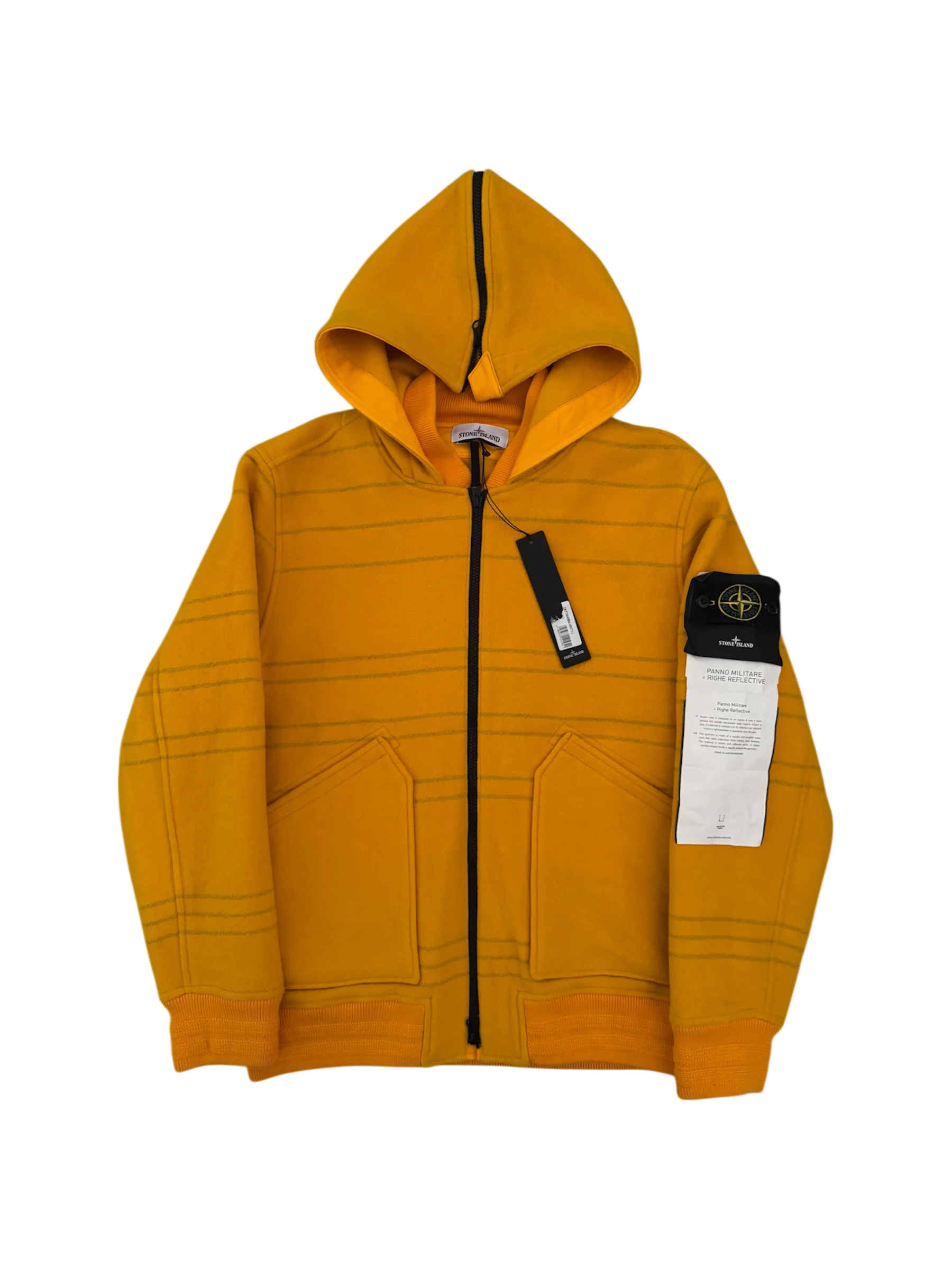 Stone Island Yellow 'Panno Militare + Righe Reflective' Jacket - Large - Image 2
